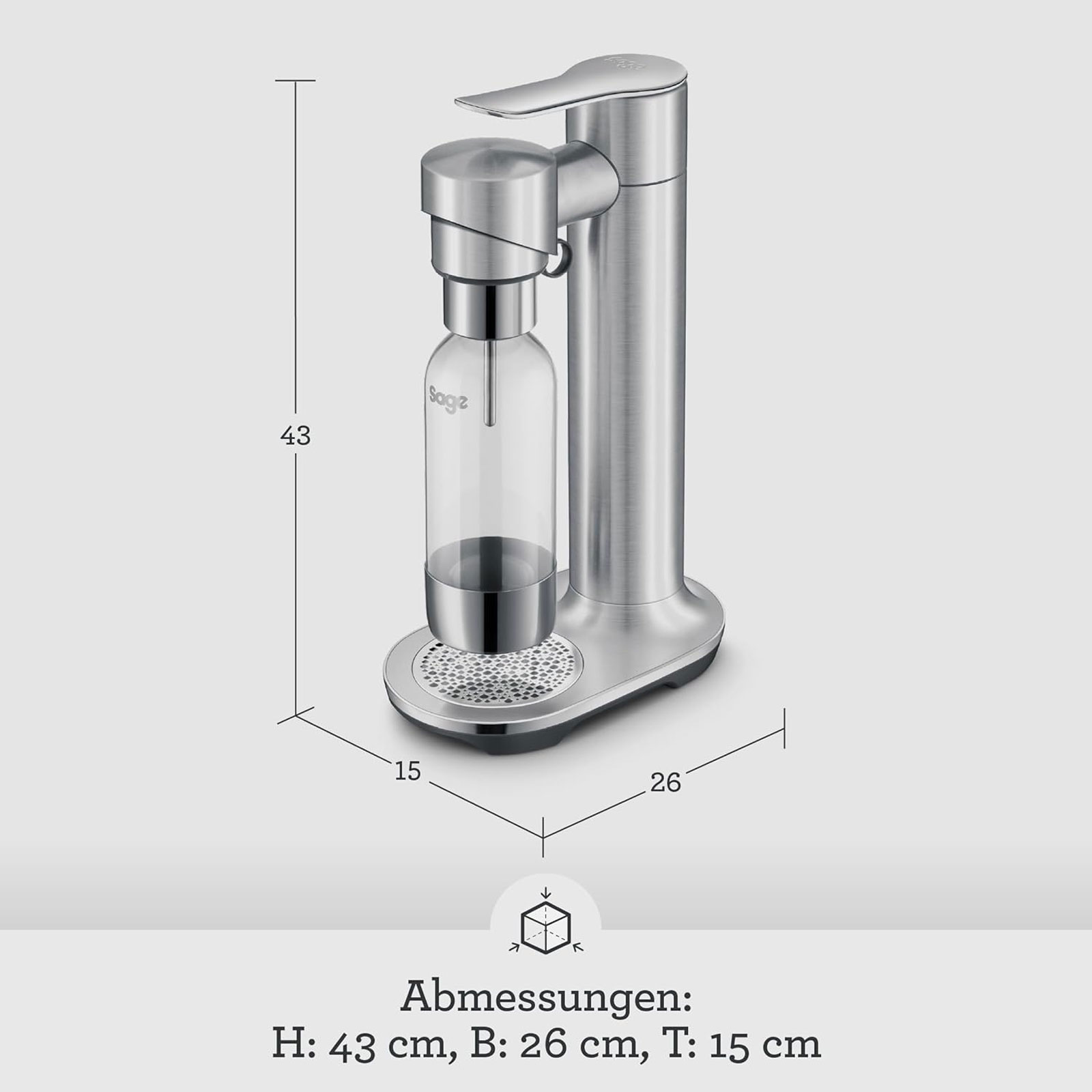 Sage the InFizz Fusion Gebürstetes Edelstahlgrau Trinkwassersprudler