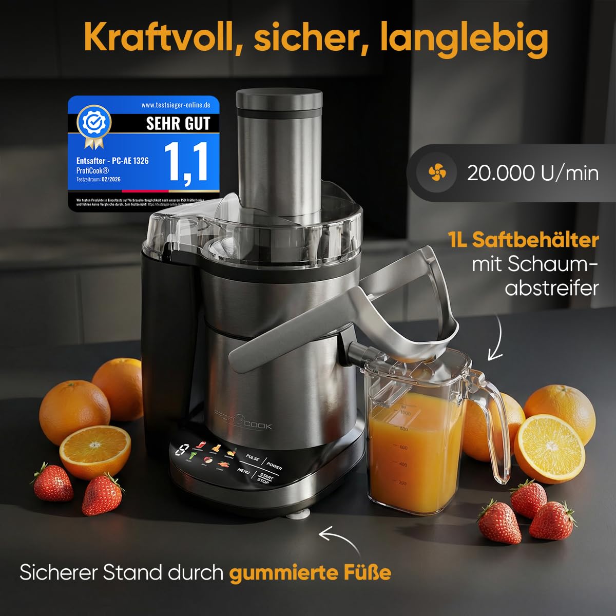 PROFICOOK PC-AE 1326 dark inox Entsafter