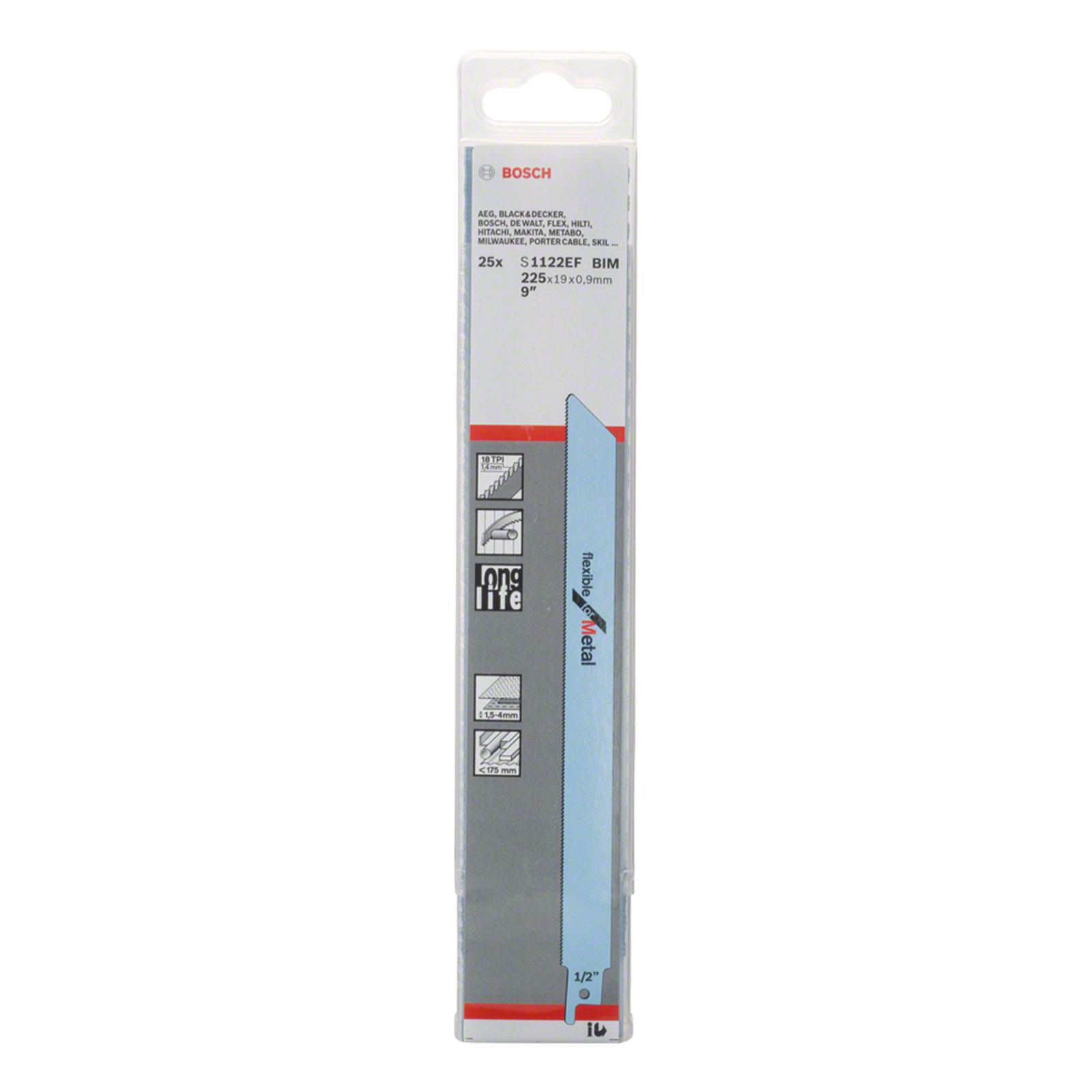 Bosch Professional Saebelsaegeblatt S 1122 EF, Flexible for Metal, 25er-Pack
