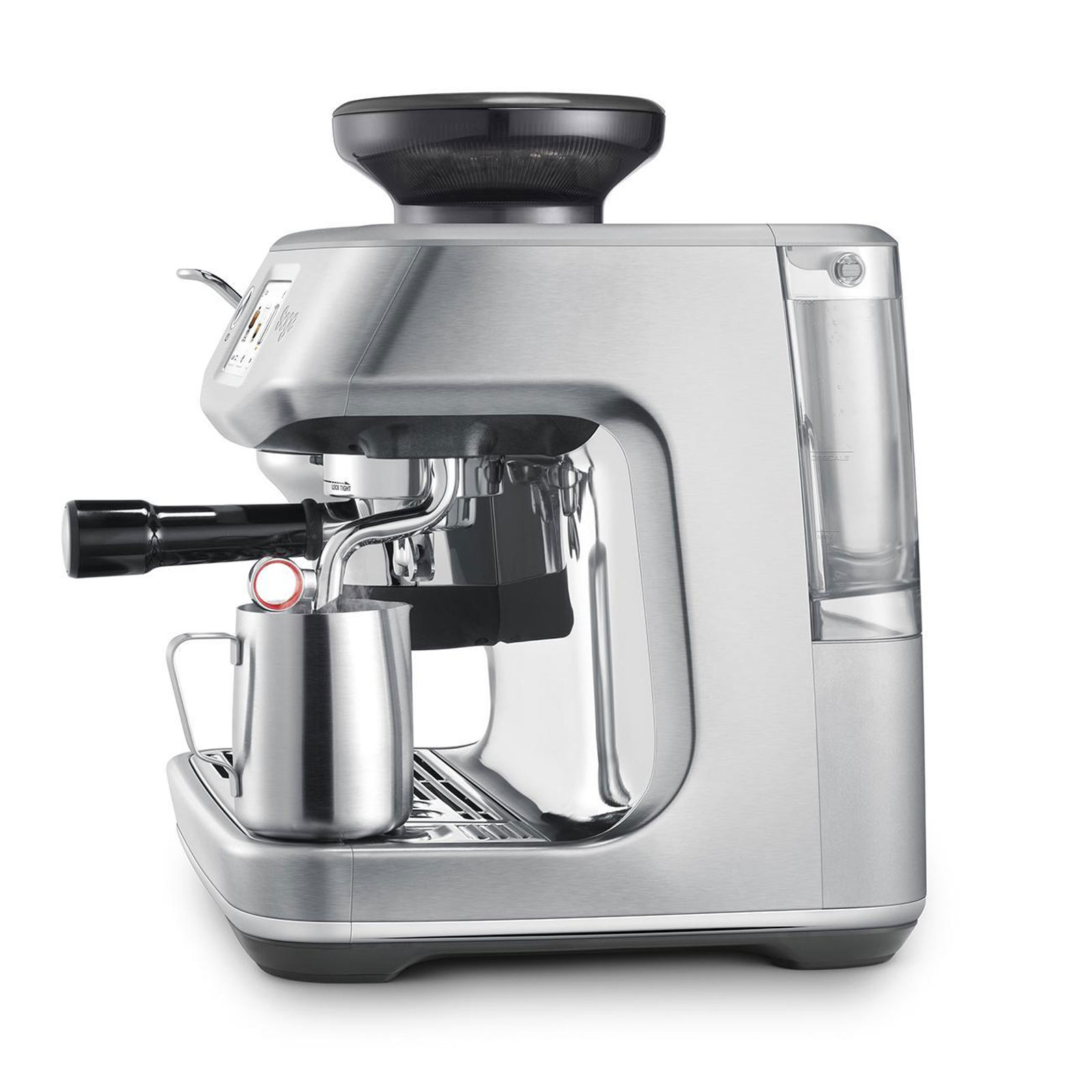 Sage SES882BSS Siebträger-Espressomaschine (ThermoJet®, 3 Sekunden Aufheizzeit, integriertes Mahlwerk, Auto MilQ™, Cold Brew, Touchscreen)