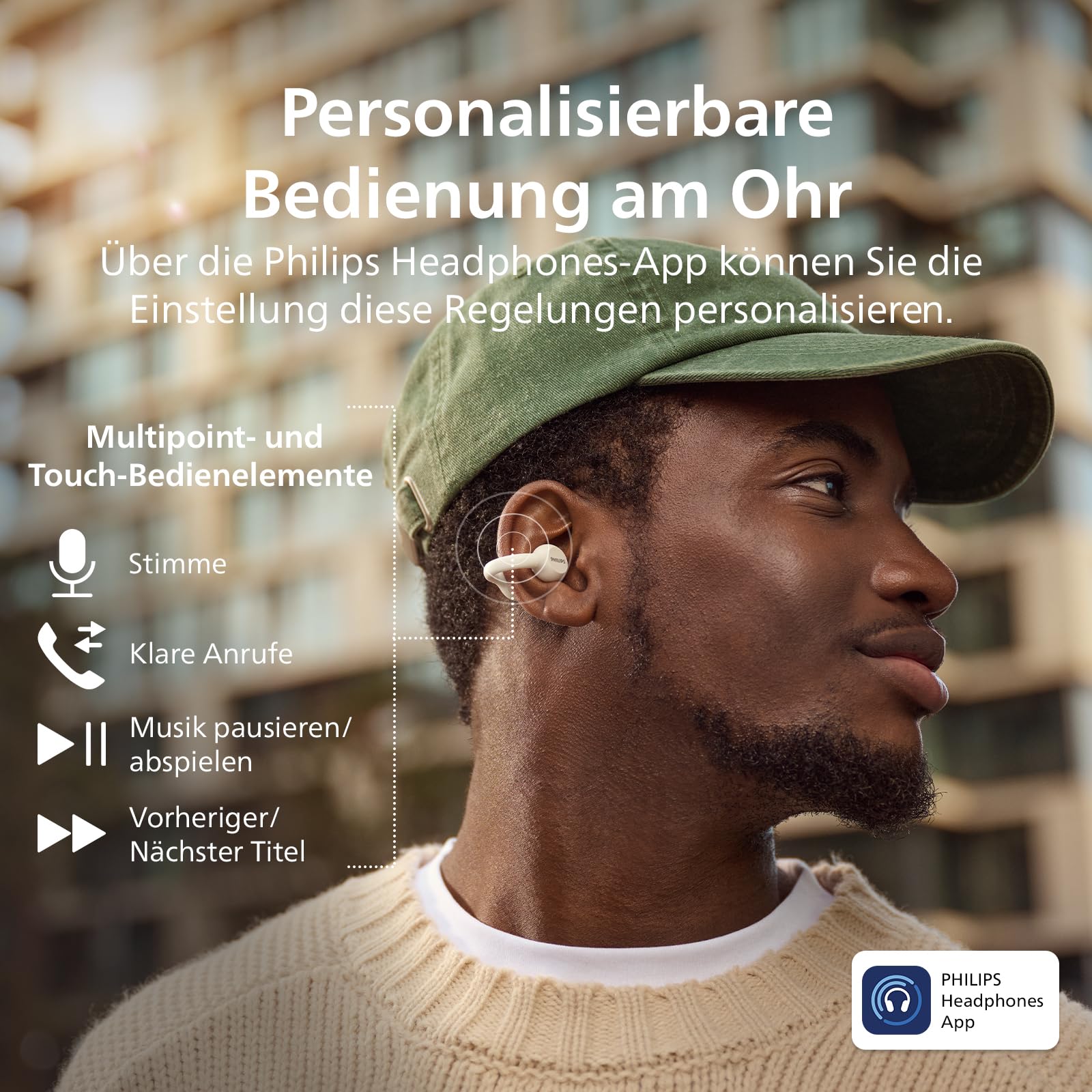 Philips TAQ2000 ohraufliegende True Wireless Multipoint-Bluetooth-Ohrhörer