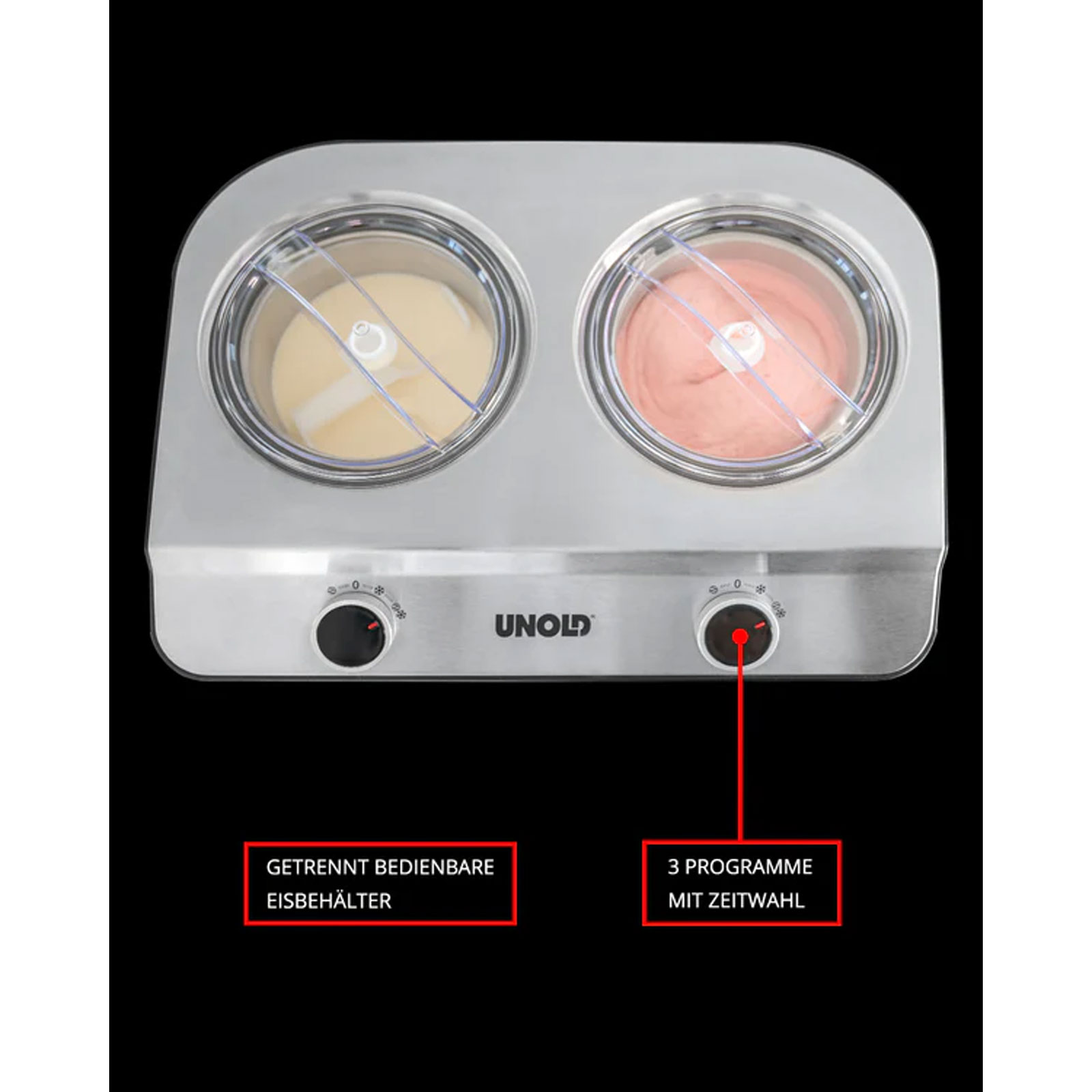UNOLD Eismaschine 48835 Doppio Nero Doppel-Eismaschine