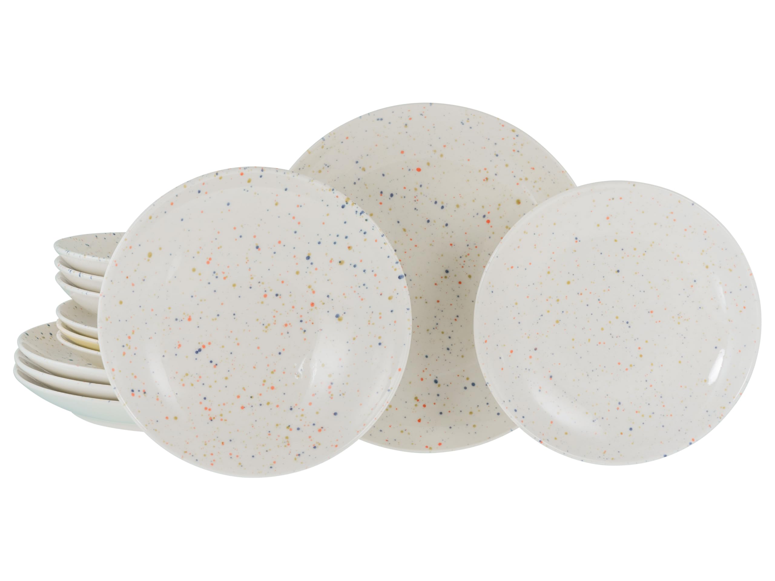 CreaTable, 24264, Serie Confetti Weiss, 12-teiliges Geschirrset für 4 Personen