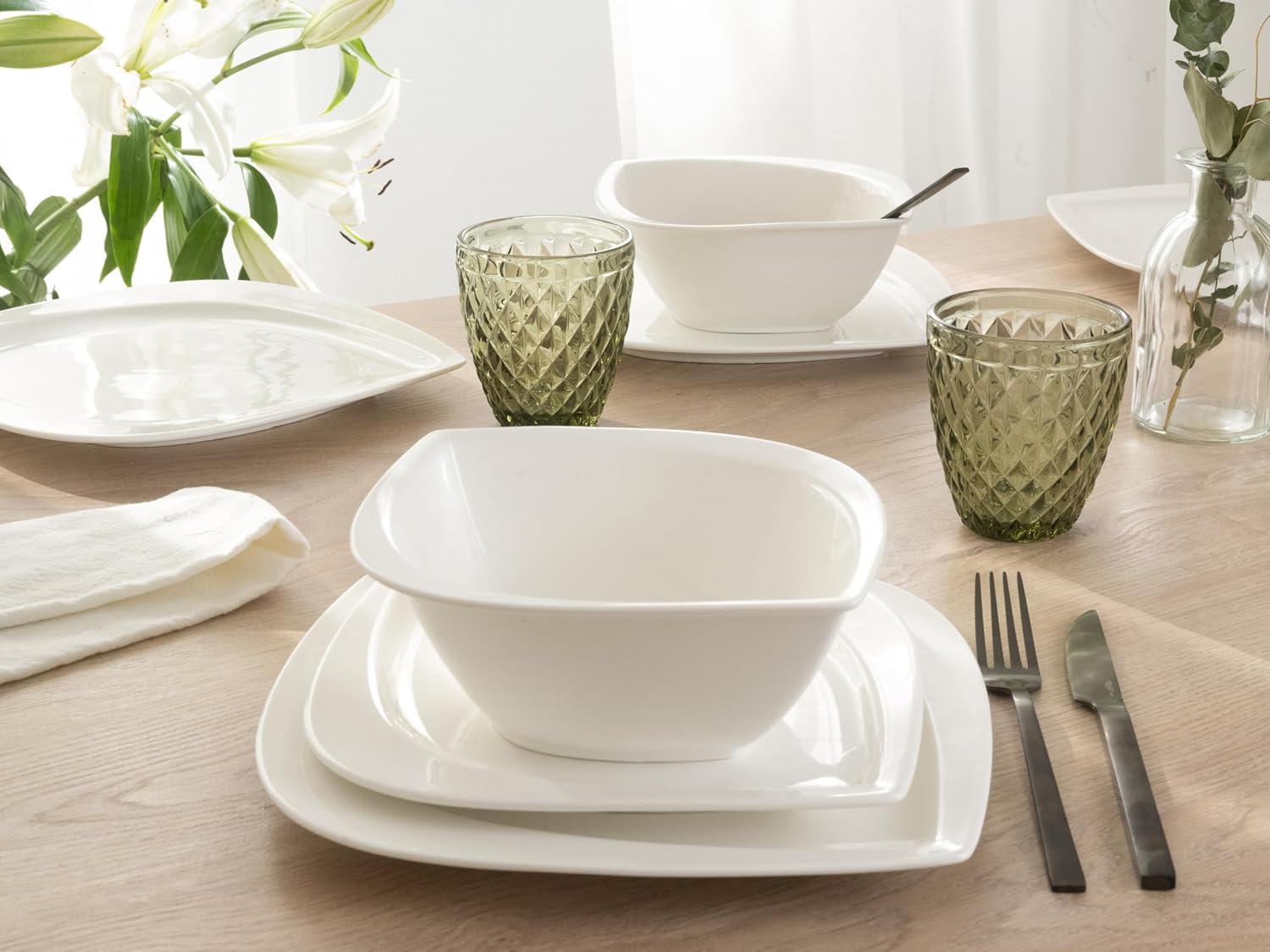 CreaTable, 11443, Serie Melbourne, 12-teiliges Geschirrset, Teller Set aus Porzellan