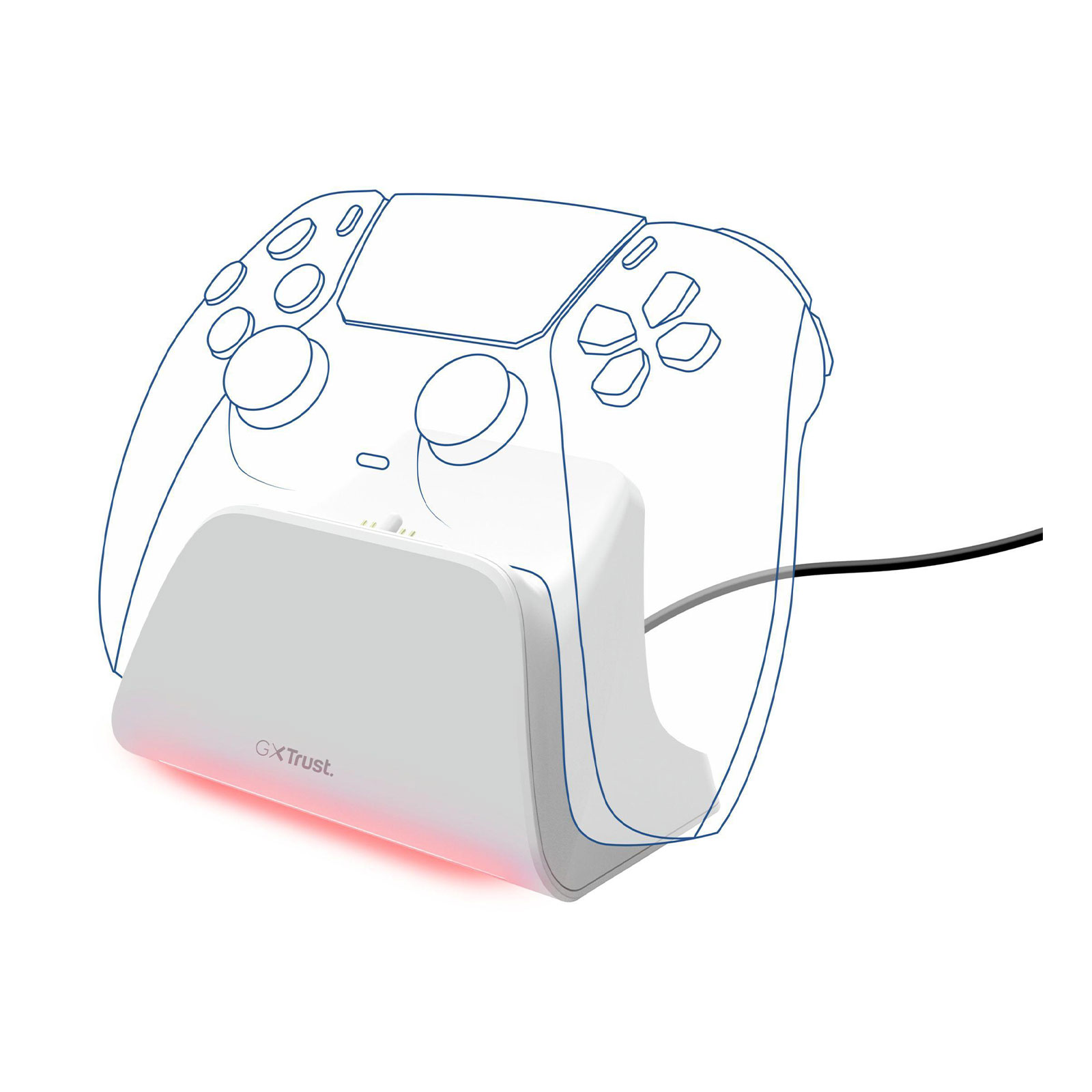 Trust GXT 255 Schnellladestation für PS5-Controller mit mehrfarbiger LED und Ladeanzeige, Schwarz