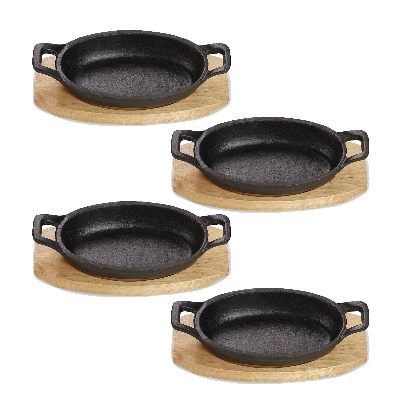 Echtwerk Servierschale aus Gusseisen, Auflaufform mit Servierbrett, Grillpfanne Small-Edition