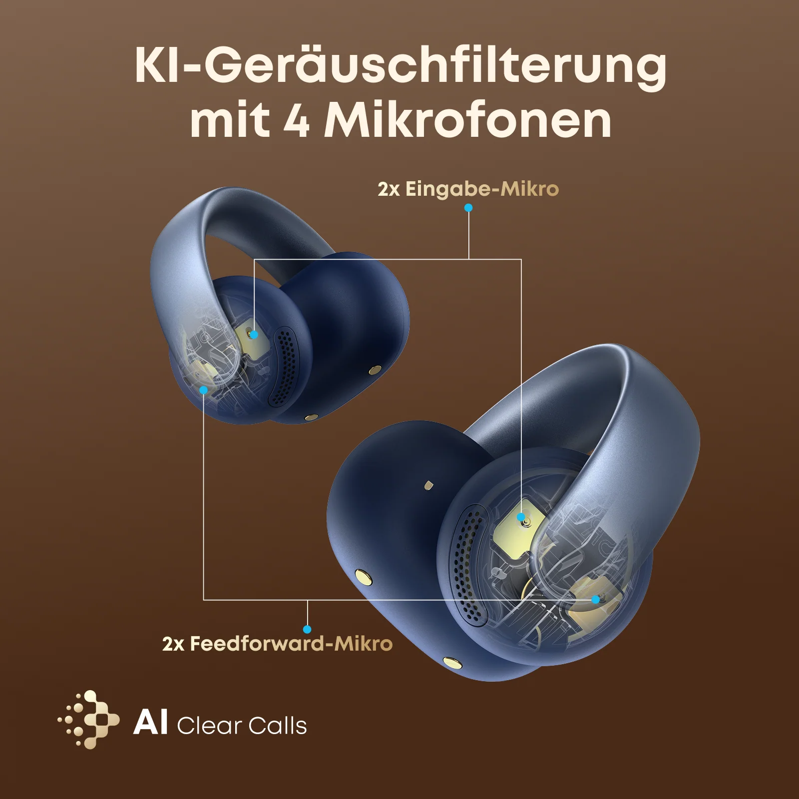Soundcore AeroClip blau Open-Ear Kopfhörer