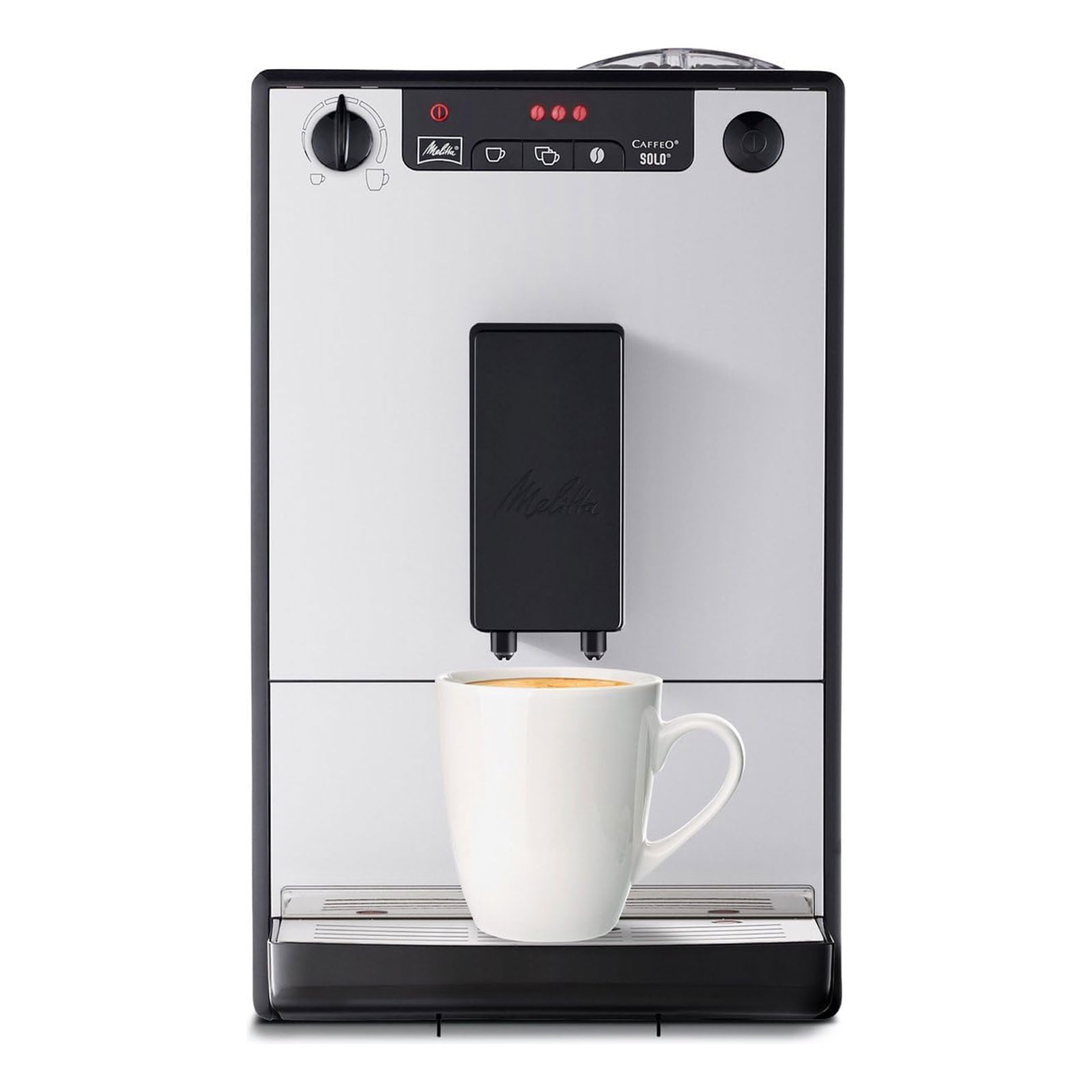 Melitta Pure Silver E950-766 Kaffeevollautomat inklusive Melitta BELLACREMA® LA CREMA und Melitta doppelwandige Espresso-Gläser