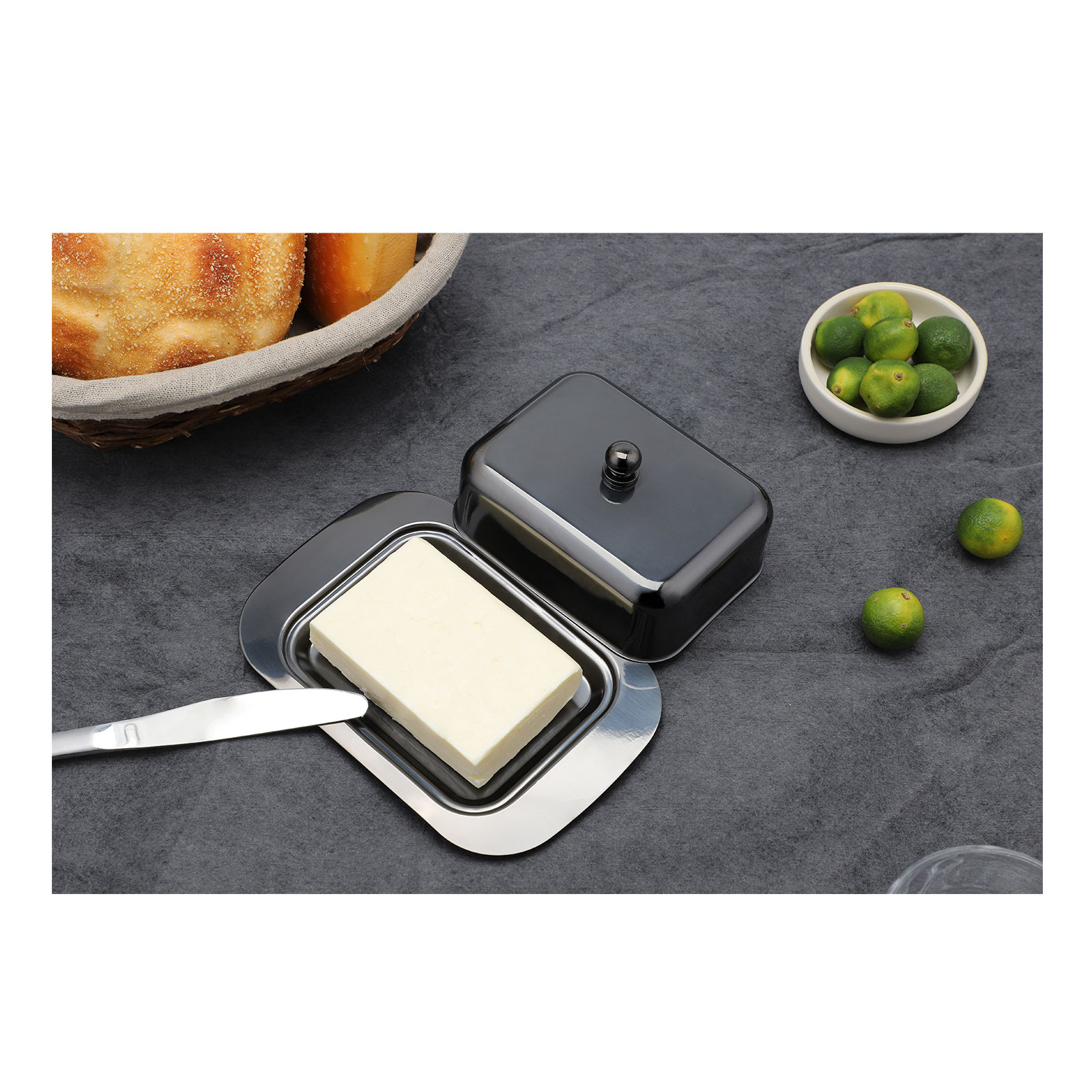 Echtwerk Butterdose aus Edelstahl silber