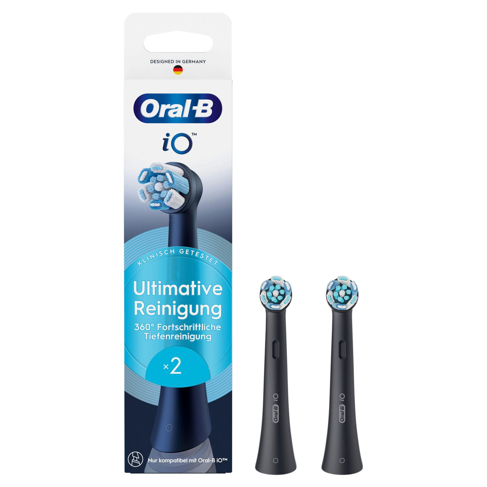 Oral-B iO Ultimative Reinigung, Original Aufsteckbürsten, Schwarz, 2er (passend für die Oral-B iO elektrische Zahnbürste)