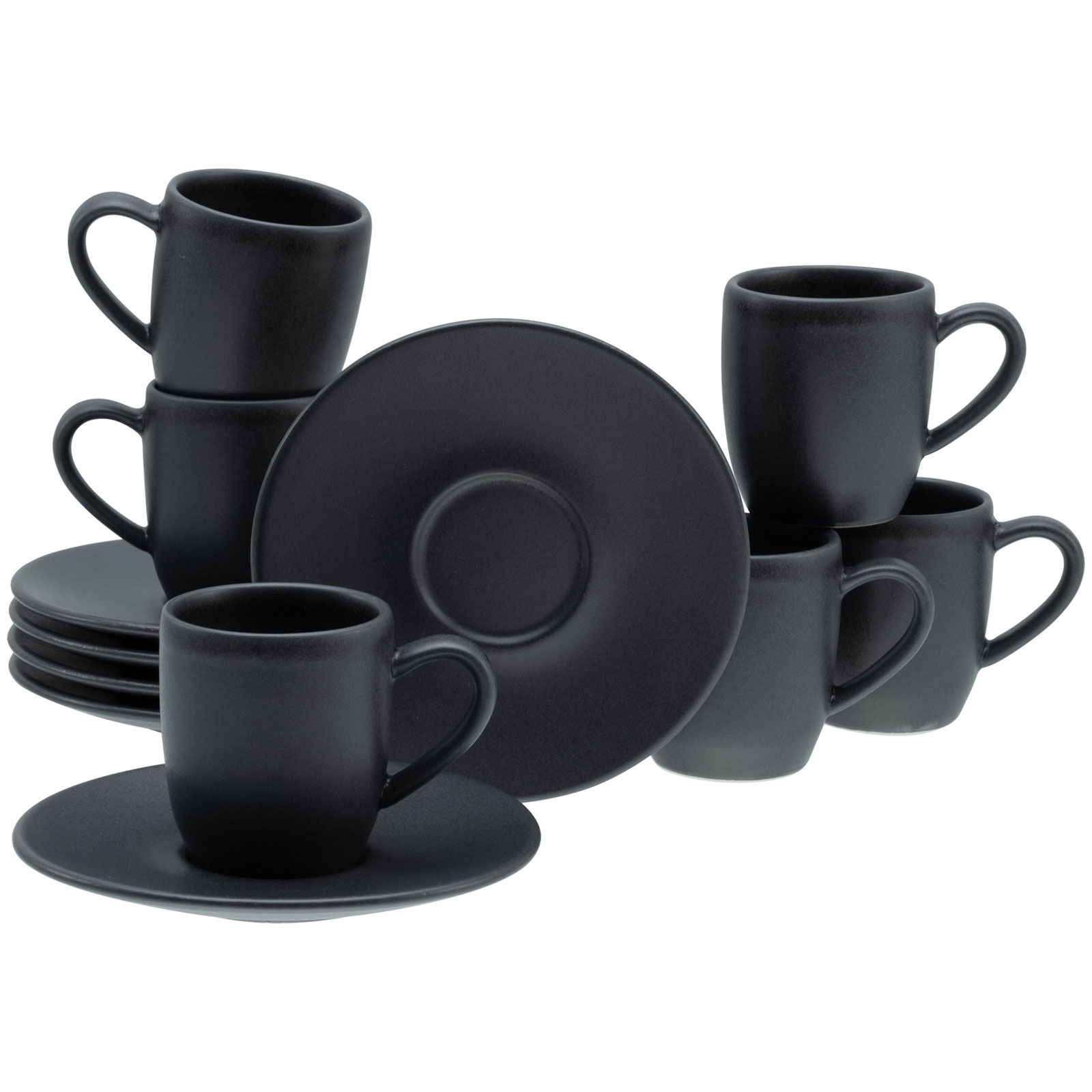 CreaTable, 33044, Serie Soft Touch Black Espressotassen, 12 teilig