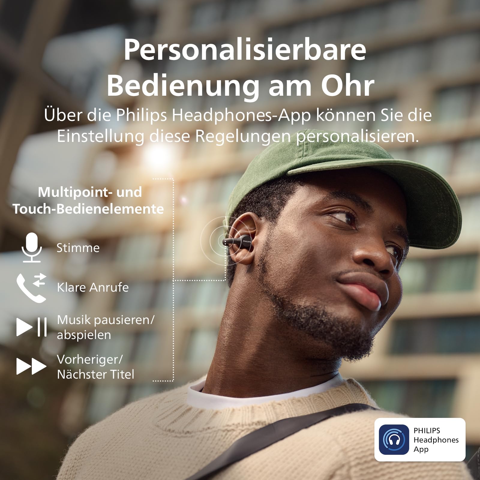 Philips TAQ2000 ohraufliegende True Wireless Multipoint-Bluetooth-Ohrhörer