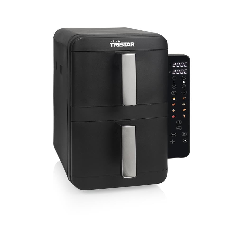 Tristar FR-907 Doppel-Heißluftfritteuse mit vertikaler Luft, 9 l, 2 Zonen, 2400 W
