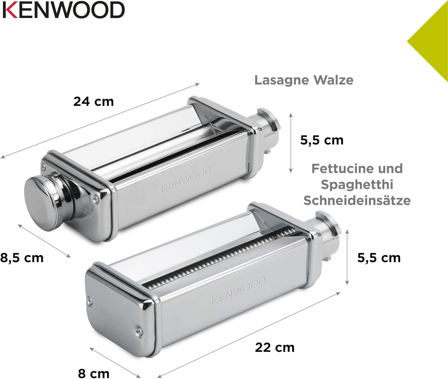 Kenwood MAX 980.ME Pasta-Set - Lasagne Roller, Fettuccine und Spaghetti Schneideinsätze