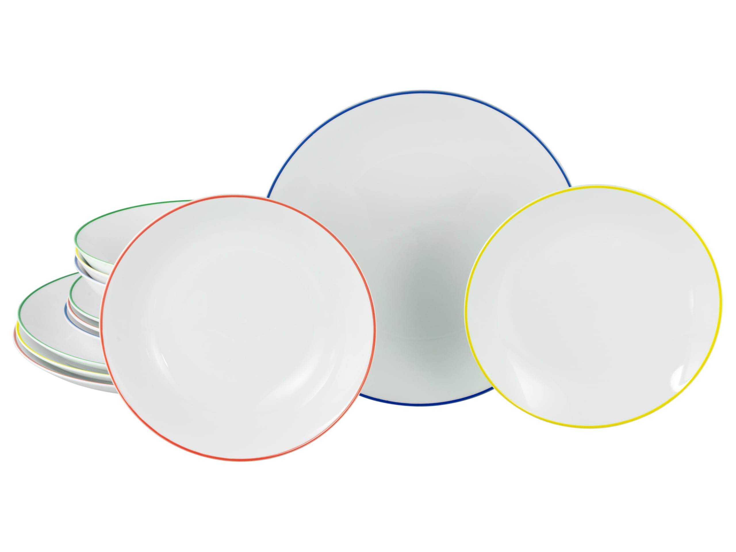 CreaTable 24057 Teller Set Serie Luna Color Line 12-tlg. 4 Personen