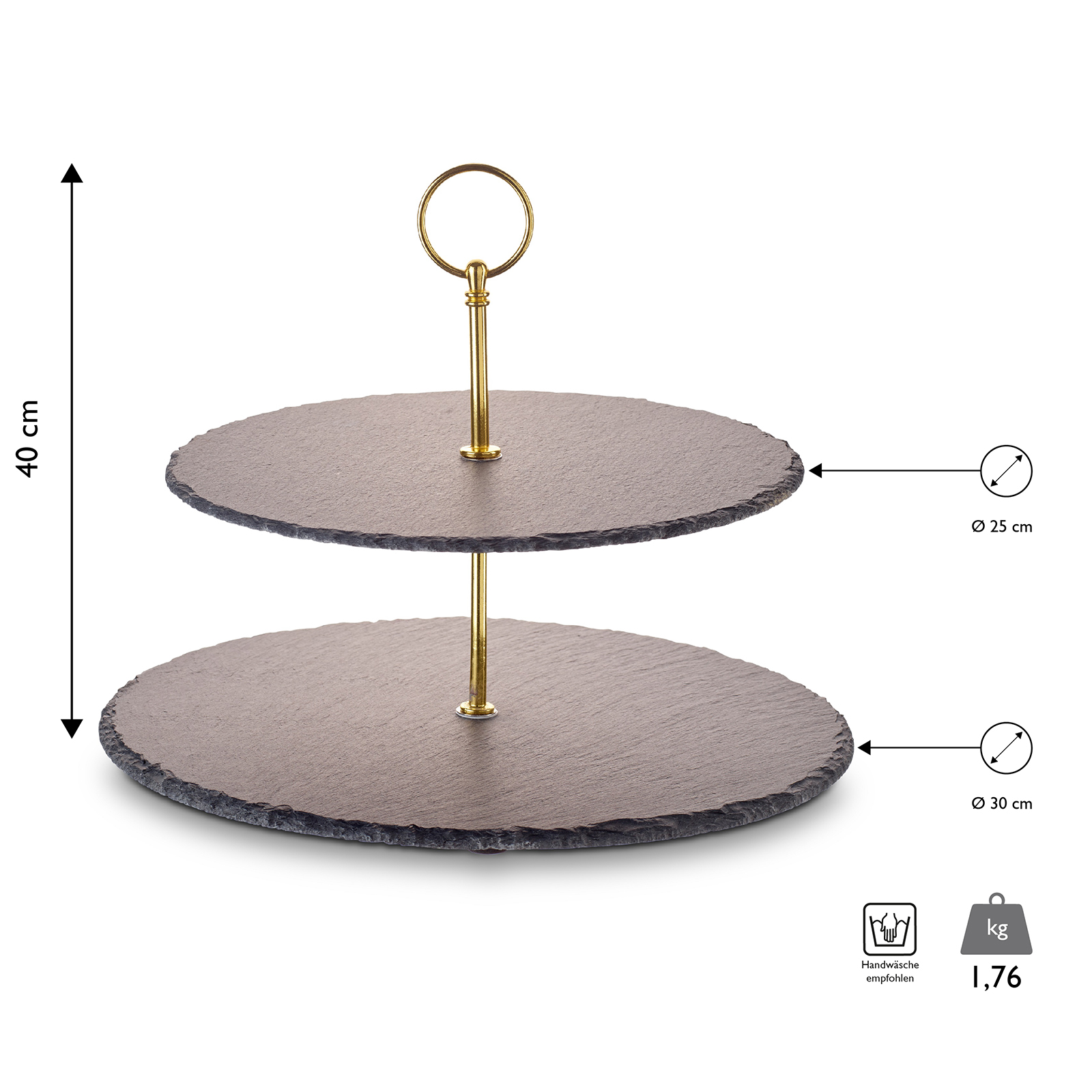 Echtwerk Schiefer Etagere 2‐Stöckig