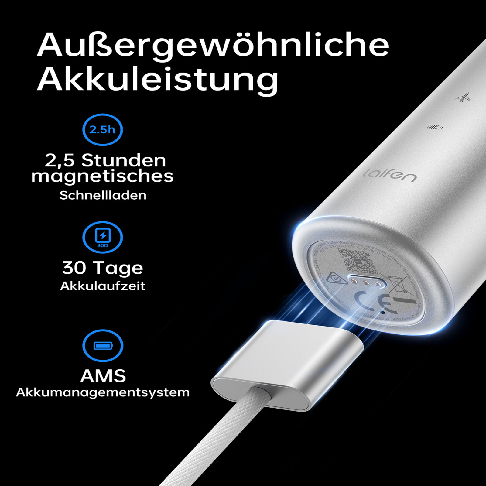 Laifen Wave Alu Elektrische Zahnbürste Silber