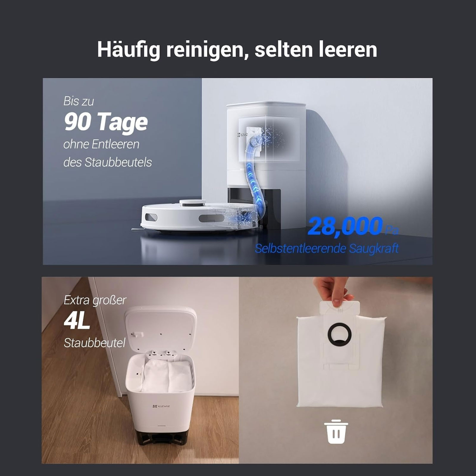 EZVIZ RE4 Plus Saugroboter mit Wischfunktion