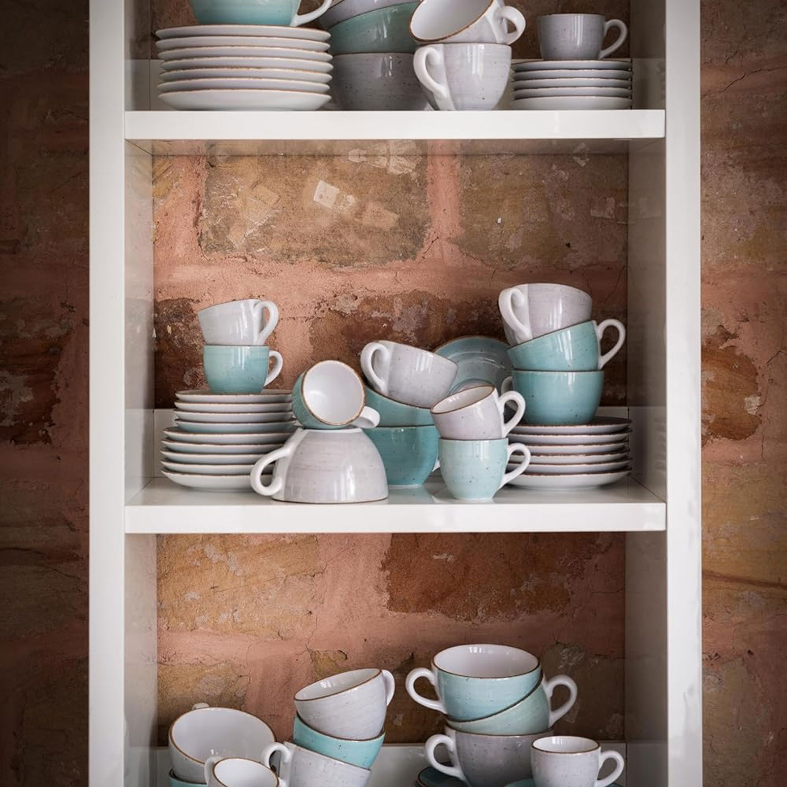 CreaTable, 34042, Serie Vintage Nature Aqua, 8-teiliges Geschirrset, Kaffeetassen Set  aus Porzellan, spülmaschinen- und mikrowellengeeignet, Made in Europe
