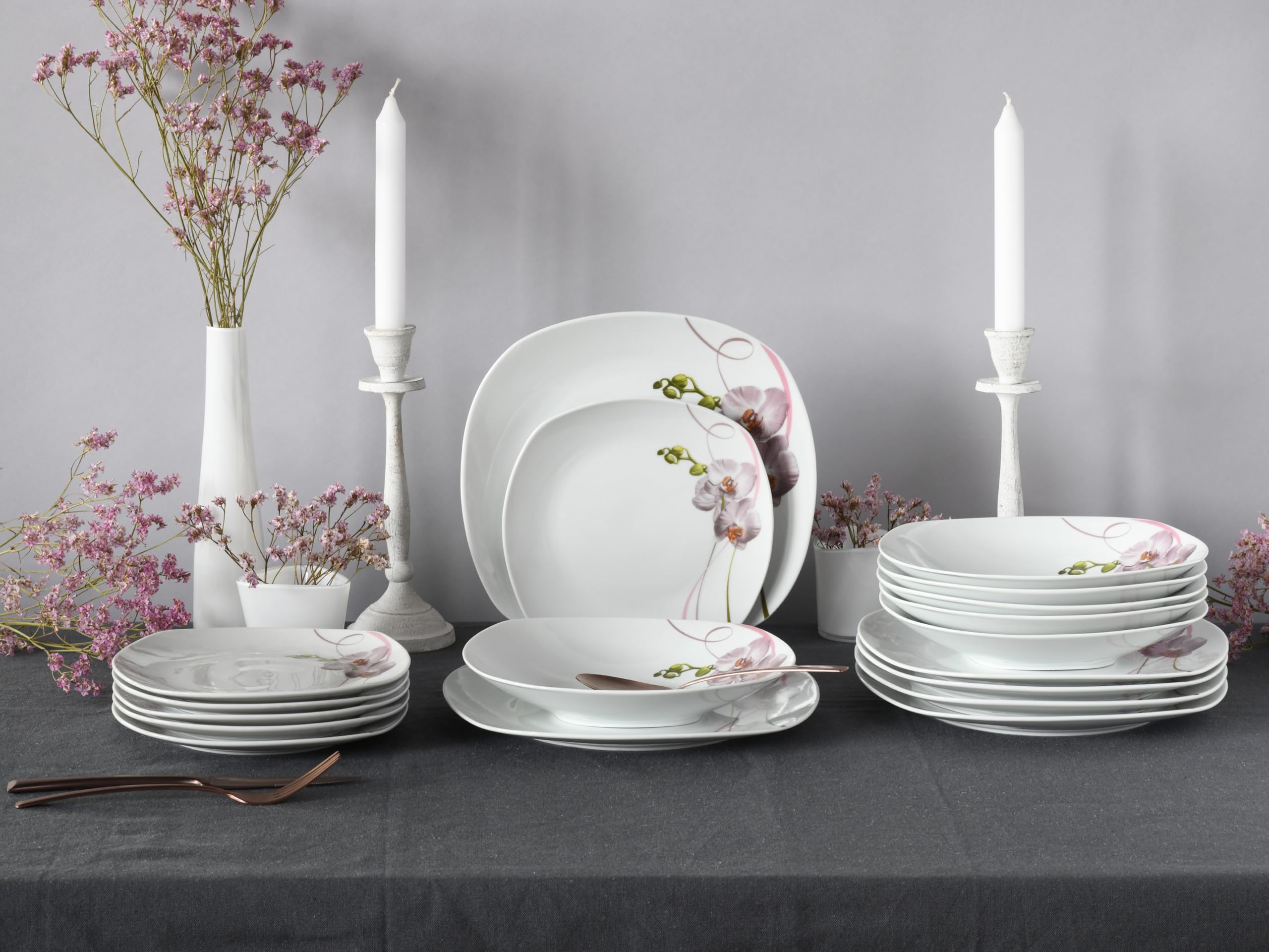 CreaTable 24027 Teller Set Serie Square Orchidee 18-tlg. 6 Personen