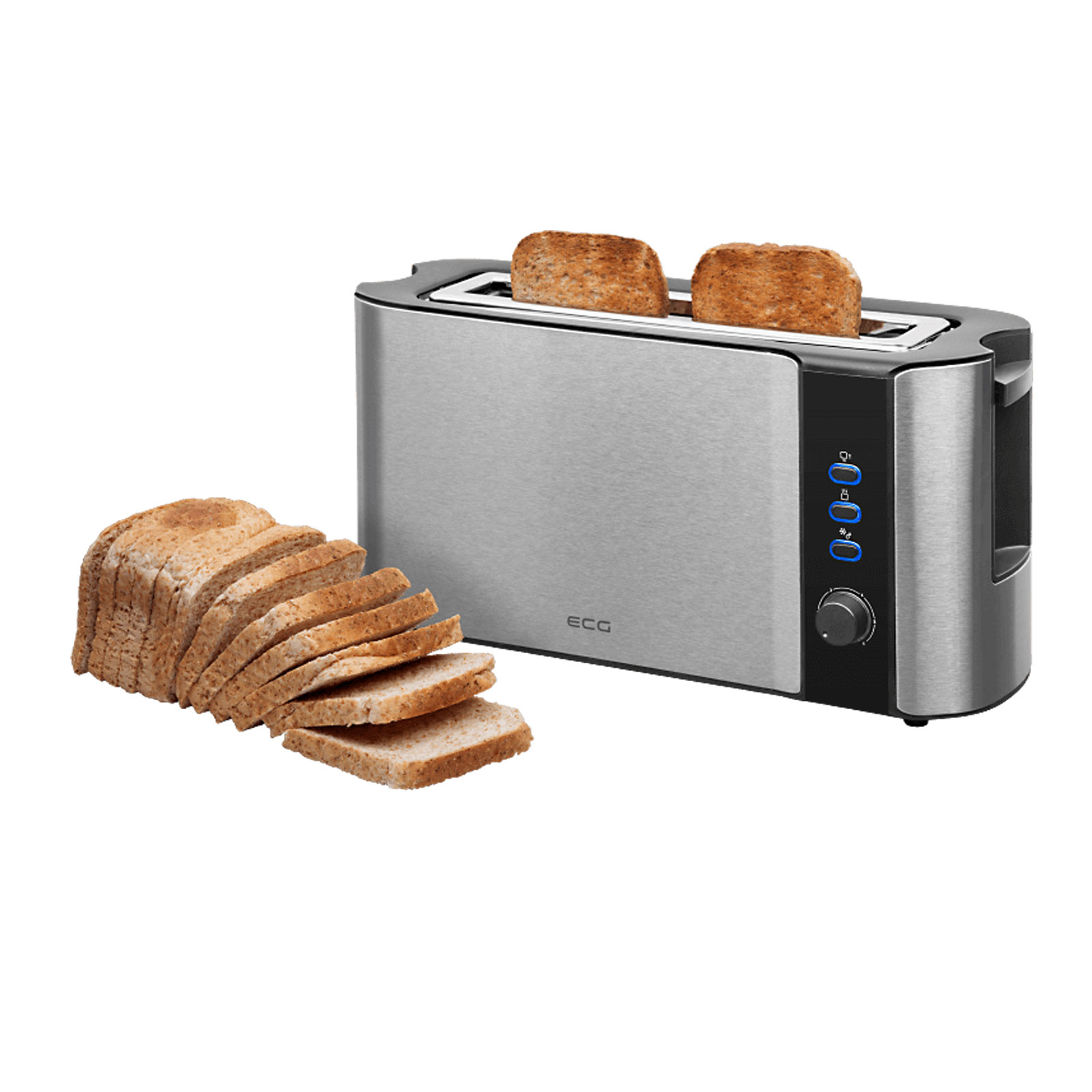 ECG ST 10630 SS Langschlitz-Toaster Edelstahl / schwarz