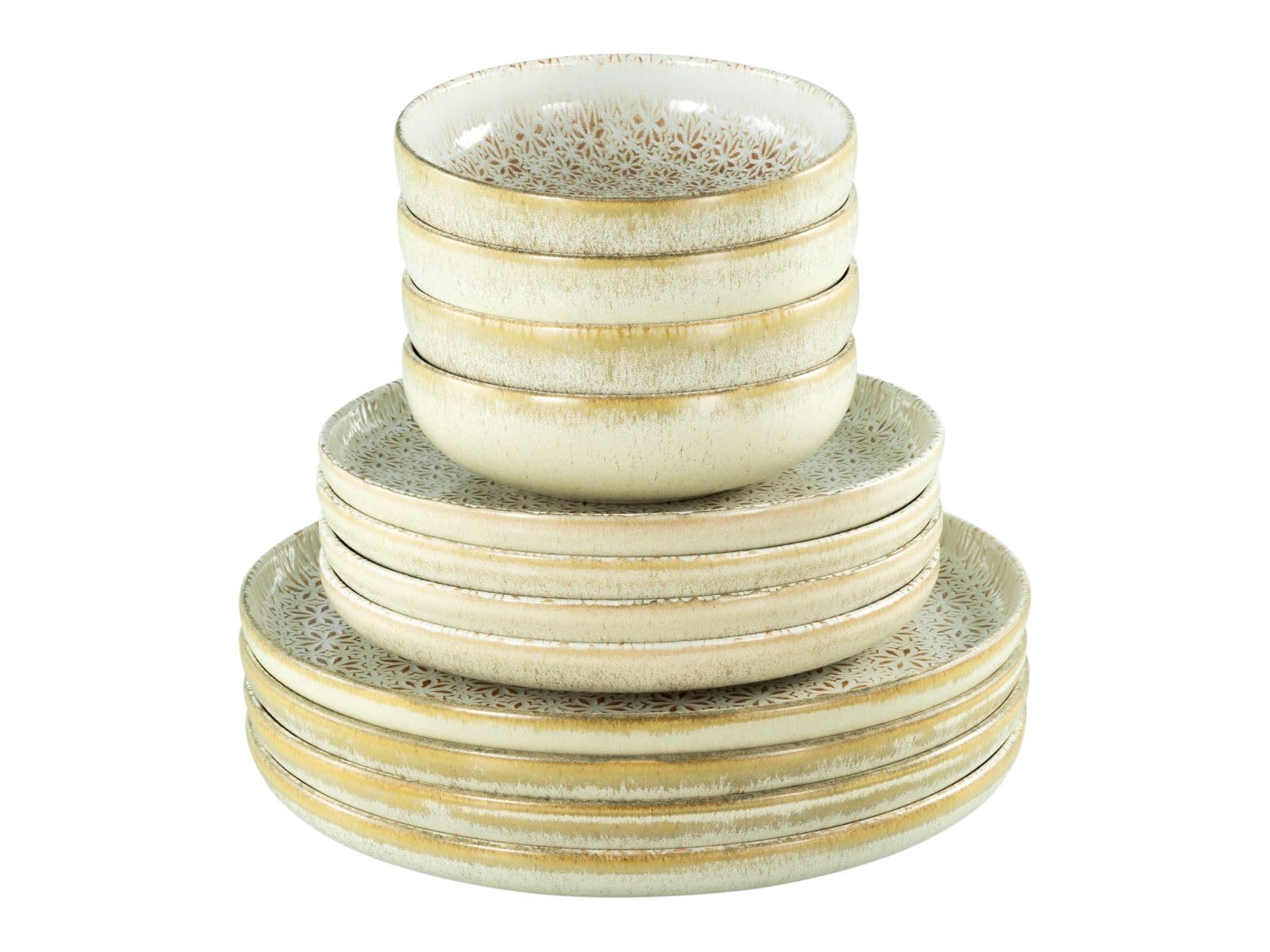 CreaTable, 24088, Serie Uno Emiliana Rot, 12-teiliges Geschirrset für 4 Personen