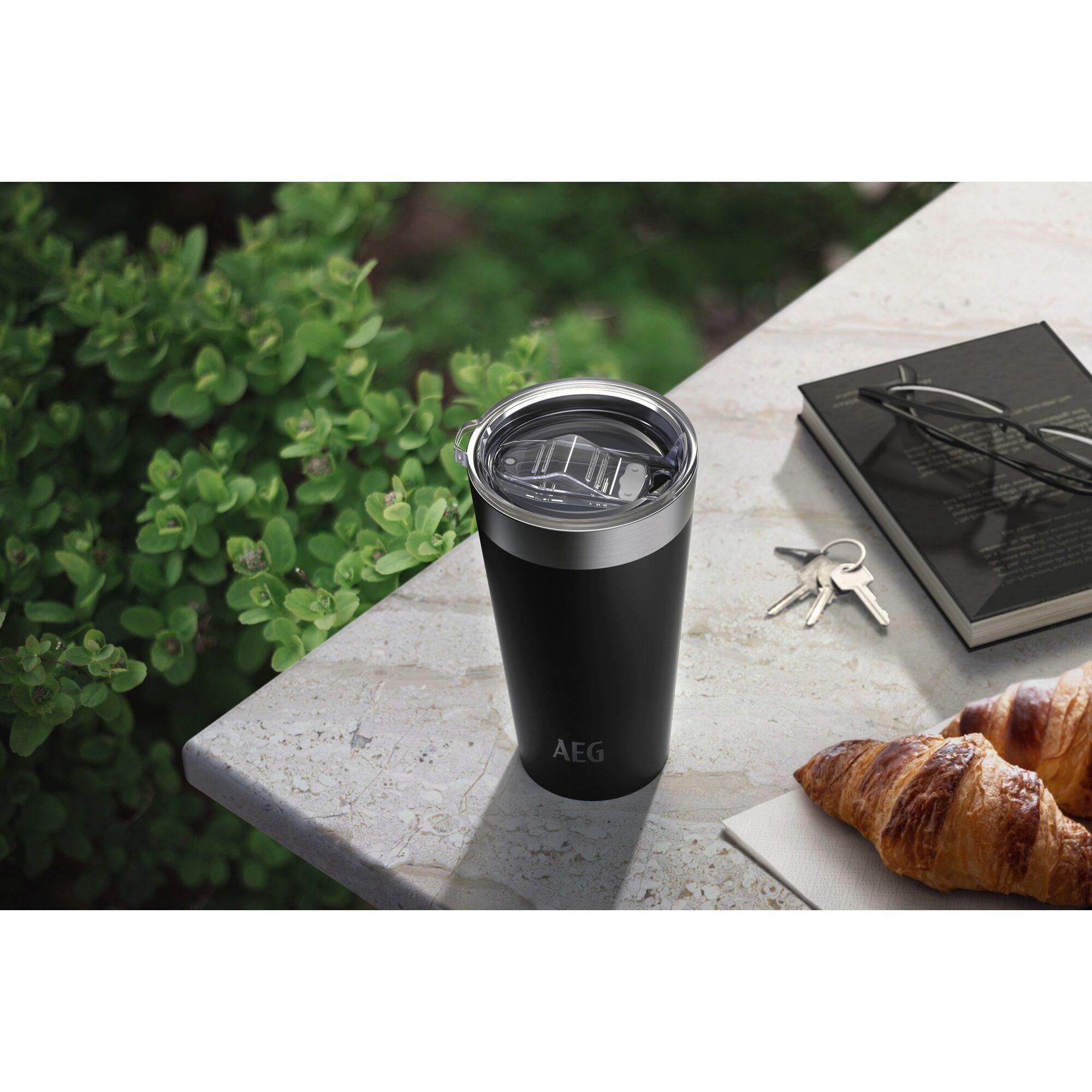 AEG ATHC02 Thermobecher, 0,56 l Fassungsvermögen, Schwarz, Edelstahl