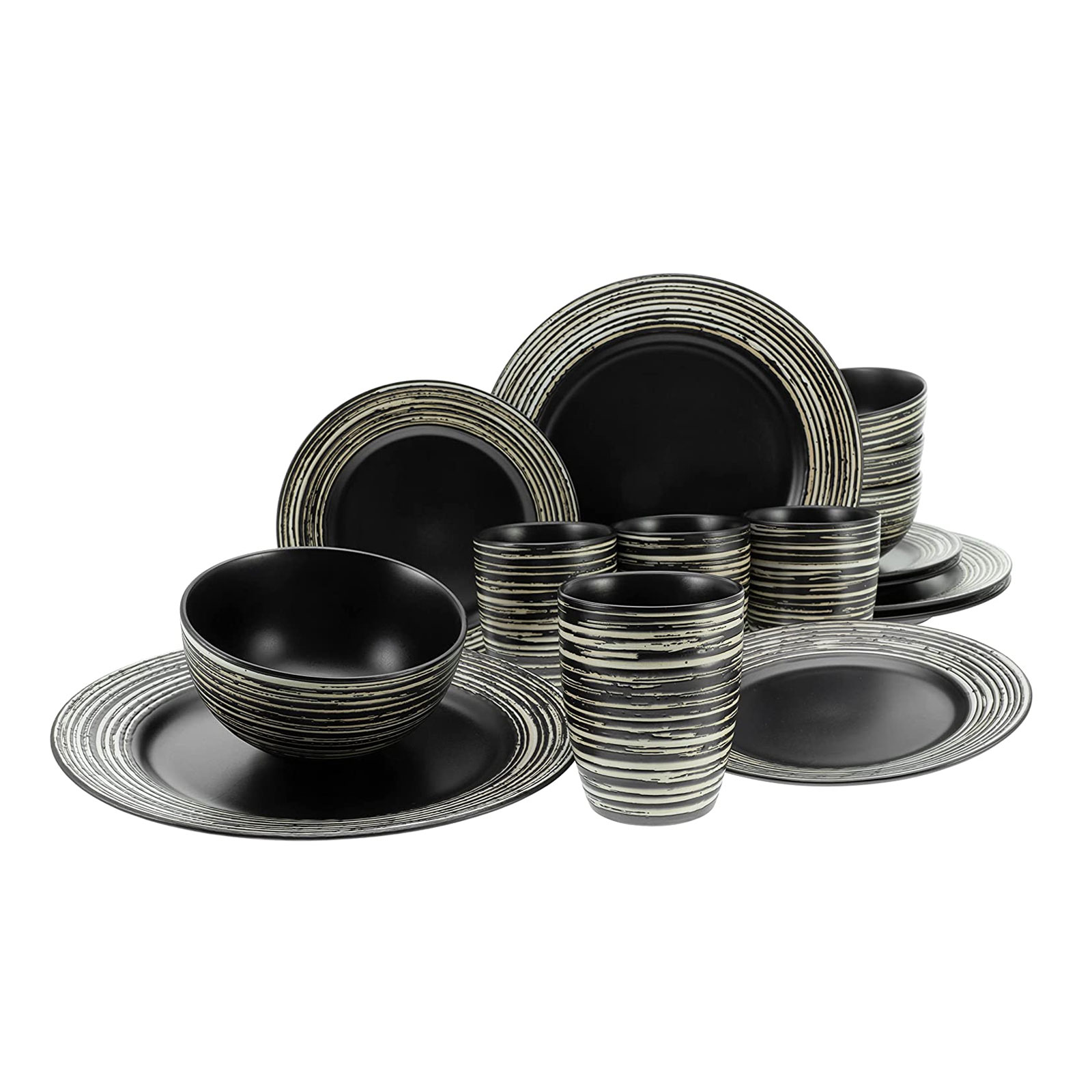 Creatable 23612, Serie La Gomera negra , Geschirrset, Kombiservice 16 teilig