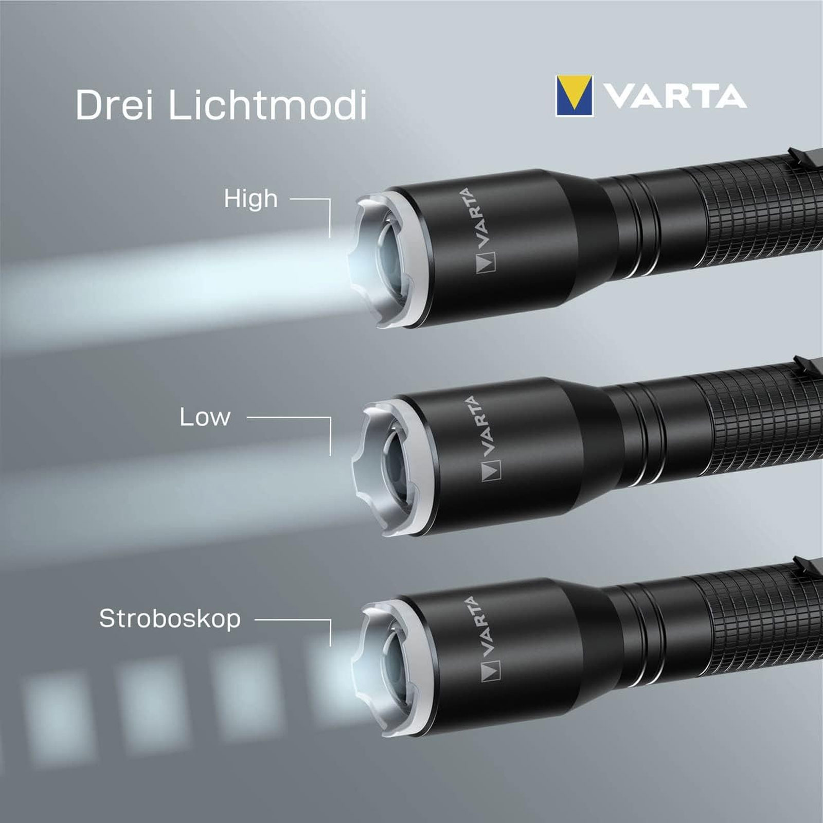 VARTA Aluminium Light F20 Pro Taschenlampe (stoßfest, LED, 2 x Longlife Power AA)