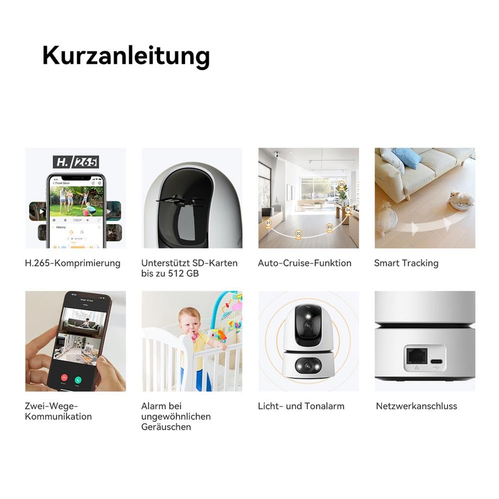 Imou Ranger Dual Pro 3MP+3MP WLAN Innenkamera mit 2 Objektiven, 360° PTZ