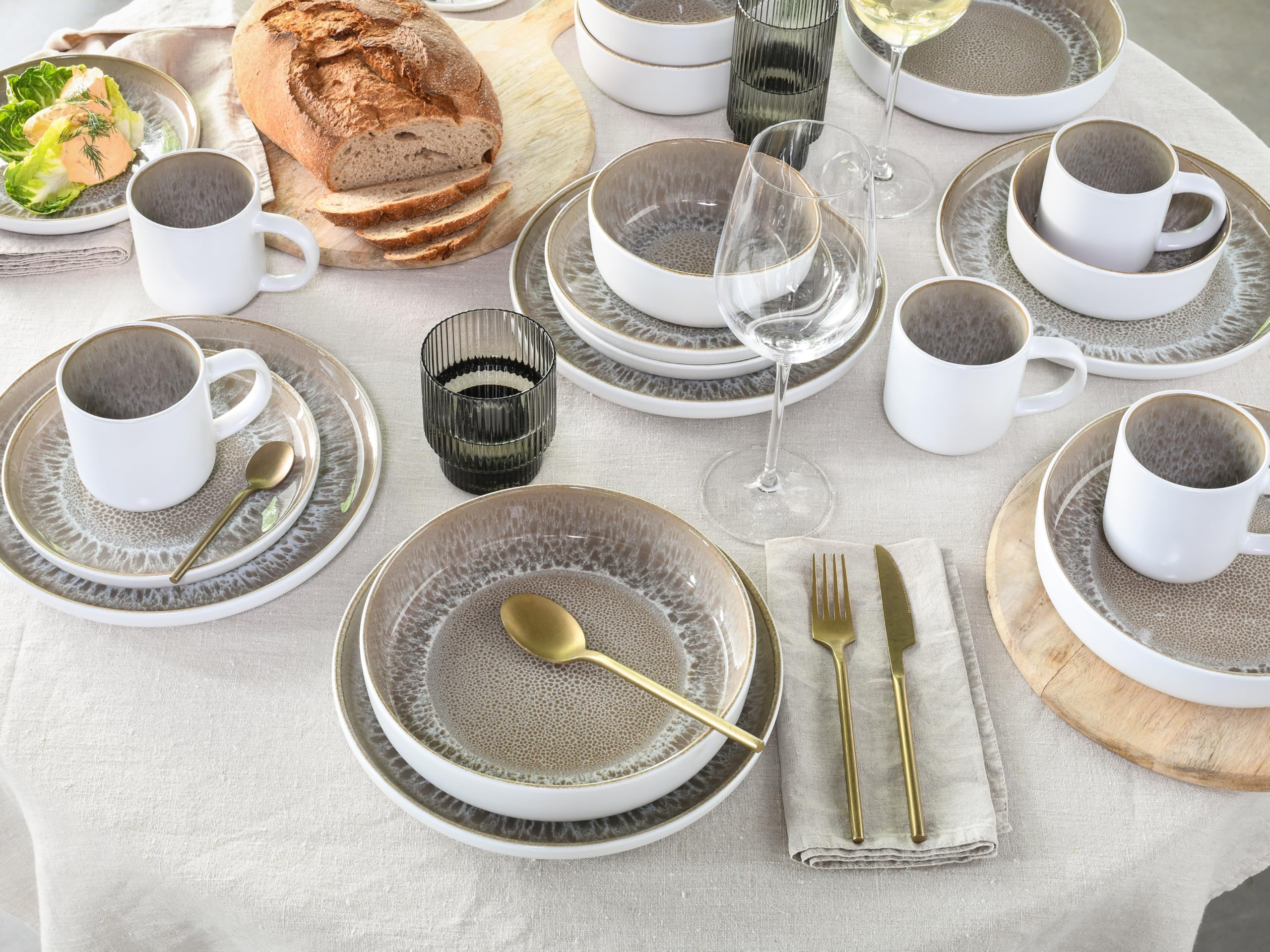 CreaTable 24715 Kombiservice Serie Nordic Fjord Sand 16-tlg. 4 Personen