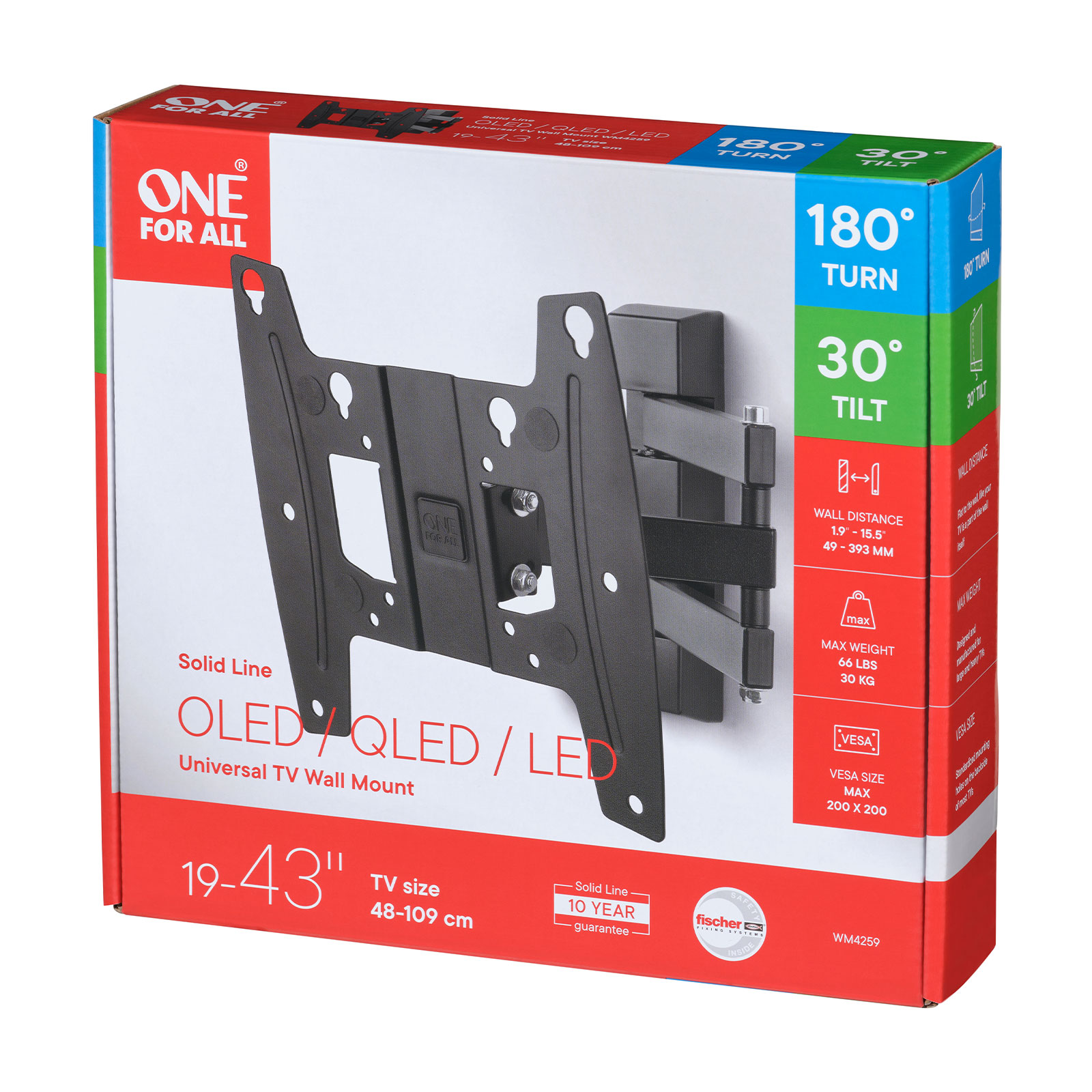 ONE FOR ALL WM4259 43" WH Turn 180 TV-Wandhalterung