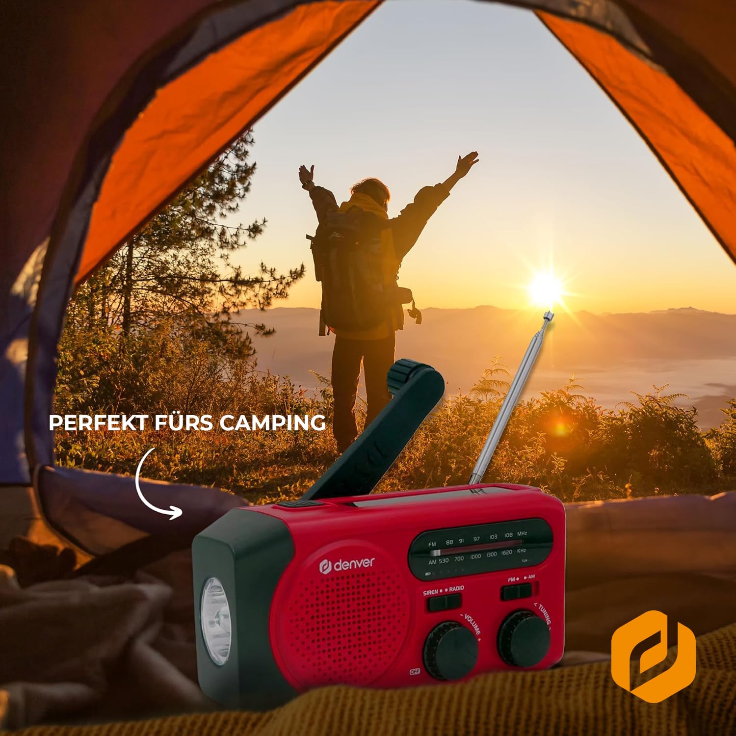 Denver SCR-2010MK2 Kurbelradio Notfallradio Solar – AM/FM Weltempfänger