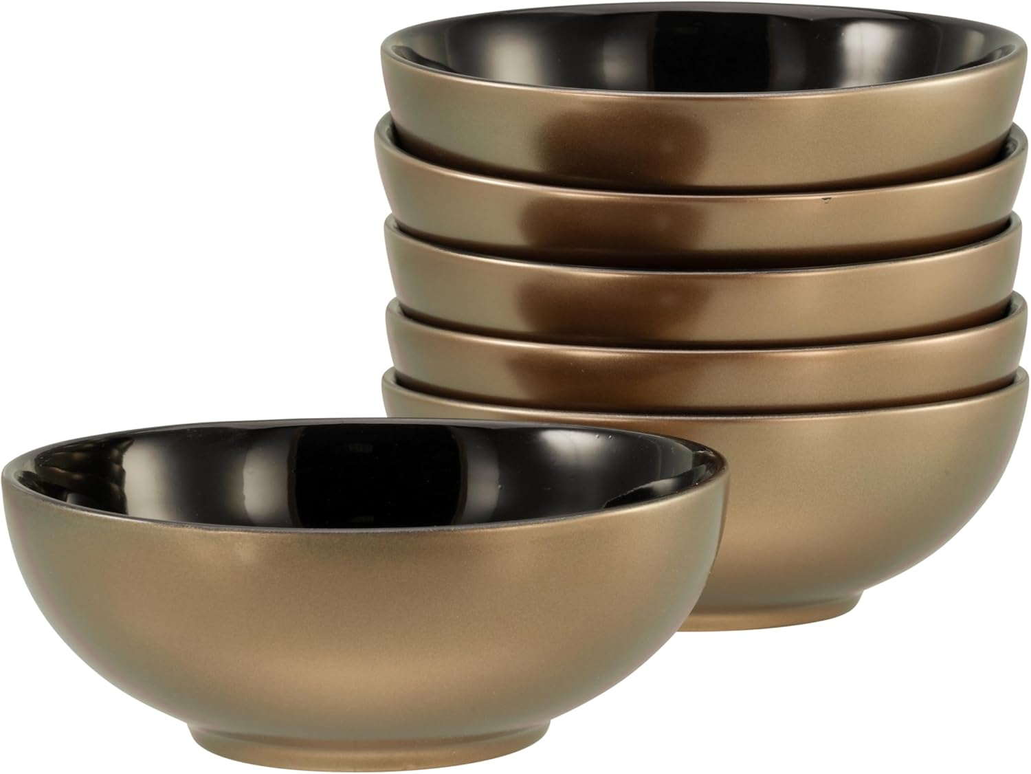 CreaTable, 24333, Serie Golden Days Schwarz, 6-teiliges Geschirrset, Müslischalen Set aus Steinzeug