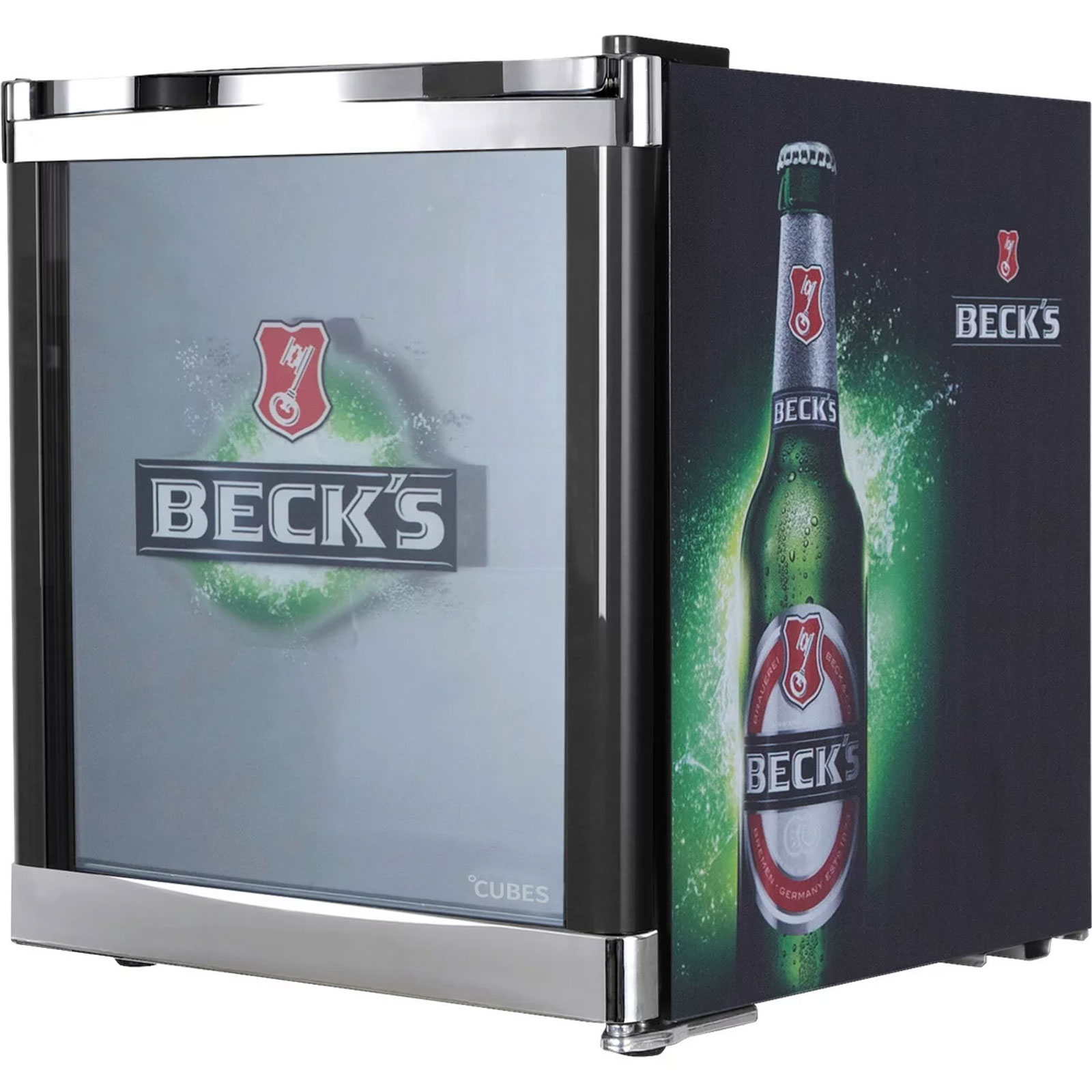 CUBES COOLCUBE BECK´S Getränkekühlschrank (freistehend, EEK E, Nutzinhalt 48 l, Höhe 51 cm, Breite 43 cm, Thermostat manuell regulierbar, Beck´s)