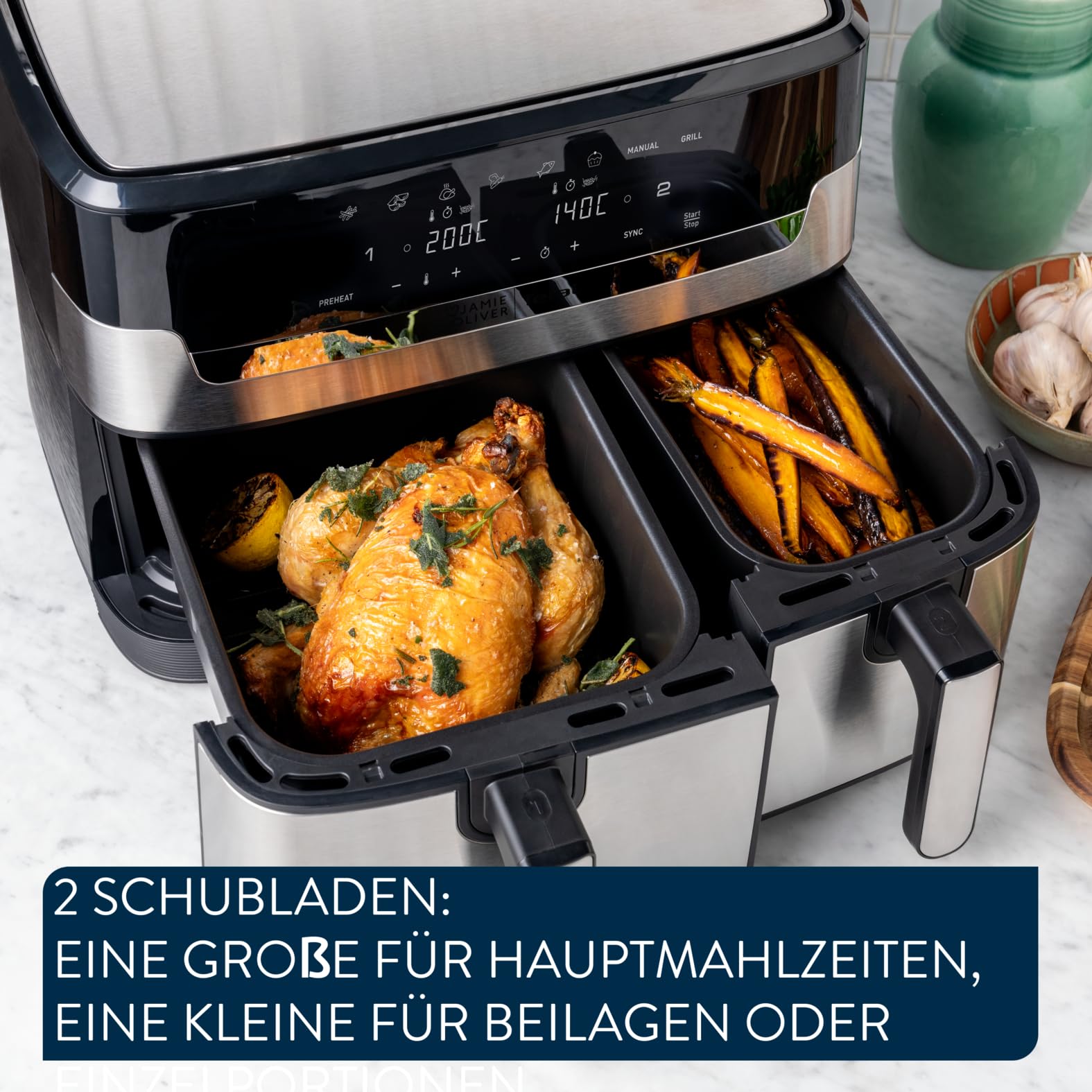 TEFAL EY90JD Jamie Oliver Doppel-Heißluftfritteuse 8,3 l Füllmenge