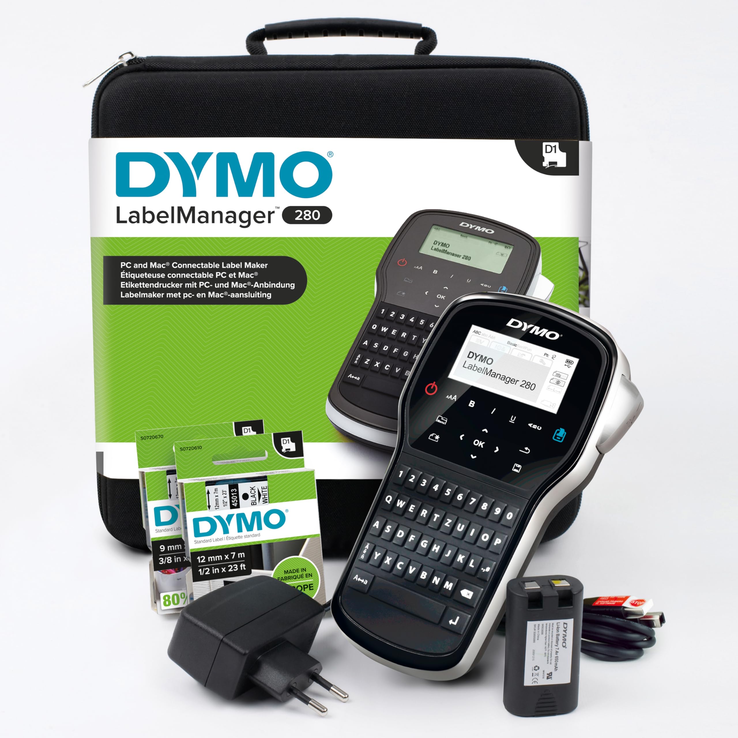 Dymo LabelManager 280 im praktischen Koffer(SoftCase)Qwerty Beschriftungsgerät
