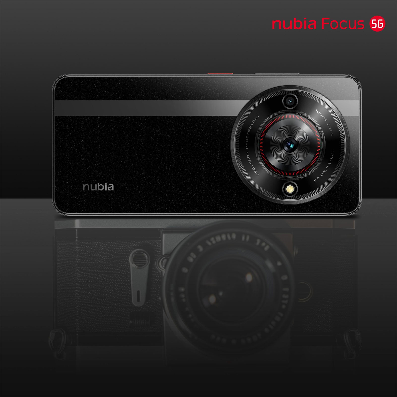 Nubia Focus 5G 256 GB Black Smartphone (6,6 Zoll, 108 MP, Dual-Kamera, 5.000-mAh, Octa-Core, Fingerabdrucksensor, Gesichtserkennung, schwarz)