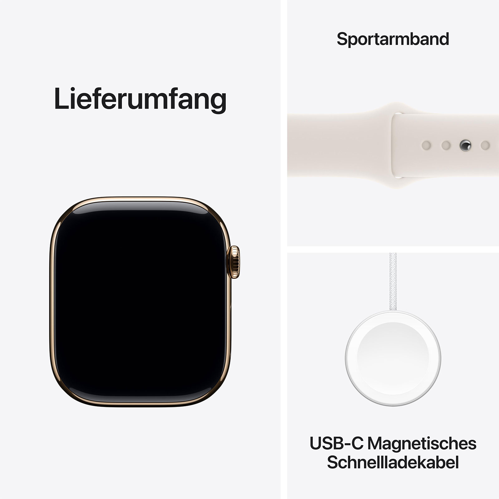 Apple Watch Series 10 GPS + Cellular, 46 mm Titangehäuse Gold, Sportarmband Polarstern - S/M