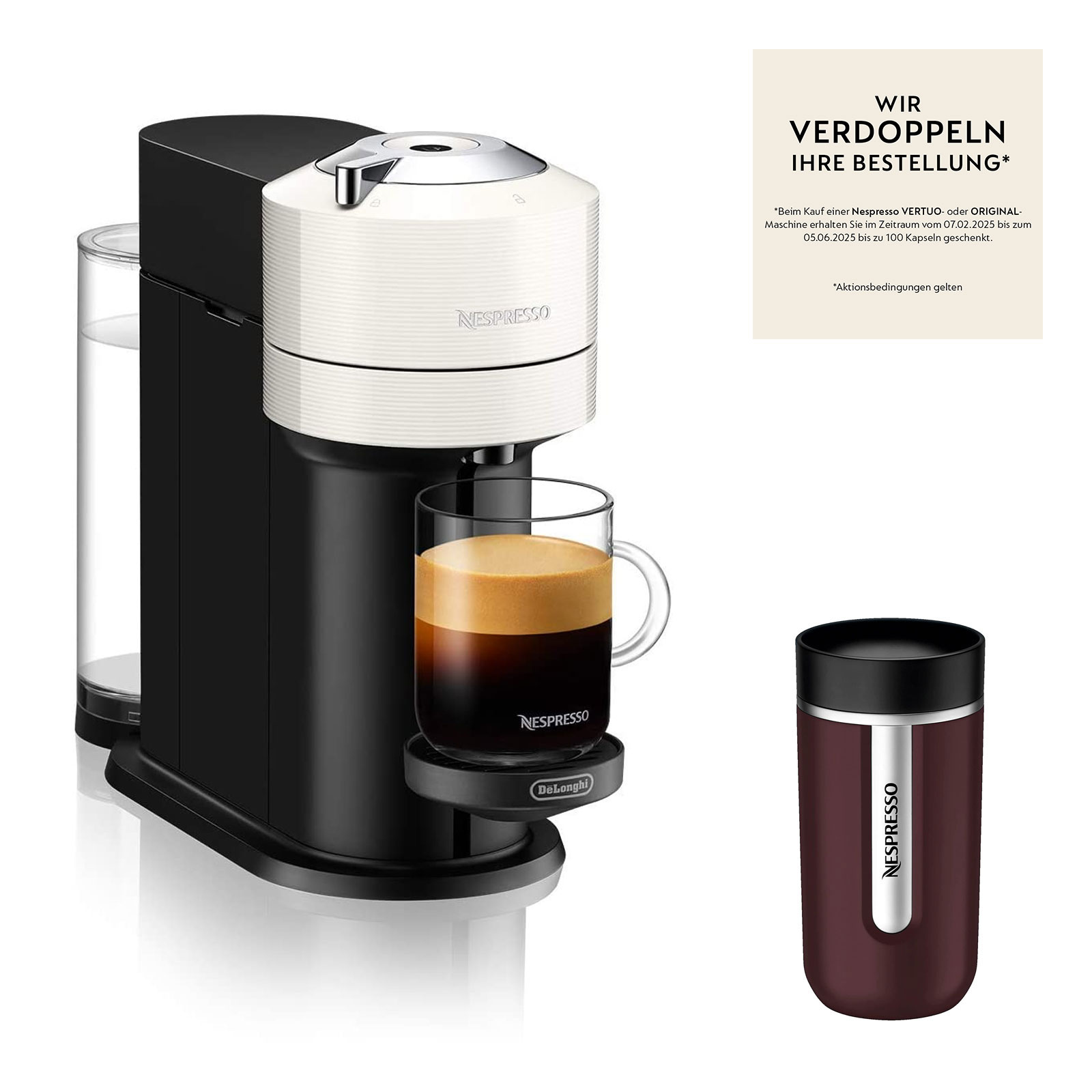 DeLonghi ENV120.W Vertuo Next Basic Nespressoautomat + Travel Mug 400ml