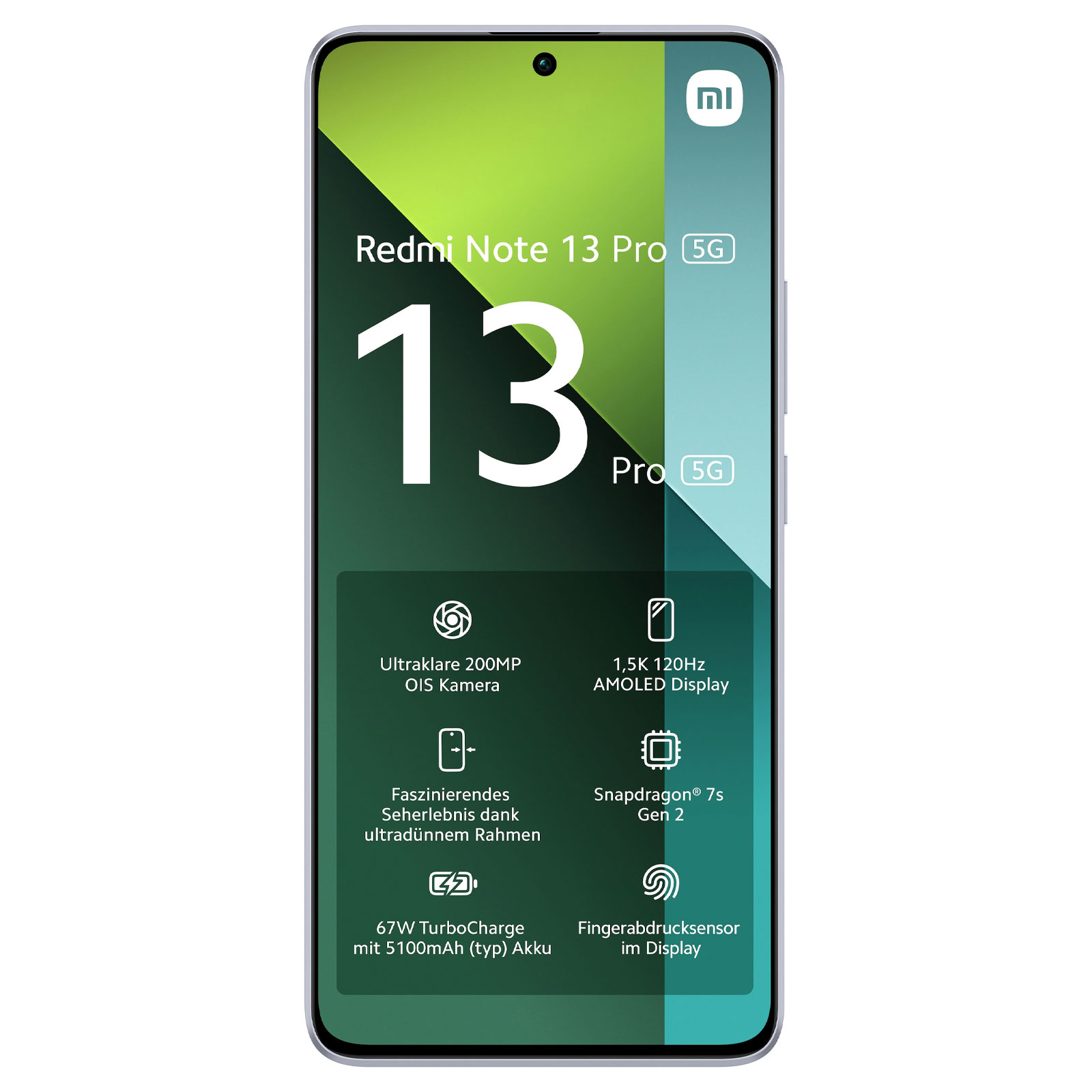 Xiaomi Redmi Note 13 Pro 5G 8GB + 256GB Ocean Teal Smartphone (6,67 Zoll, 200 MP, Triple-Kamera, 5.100-mAh, Octa-Core, Fingerabdrucksensor, Gesichtserkennung)