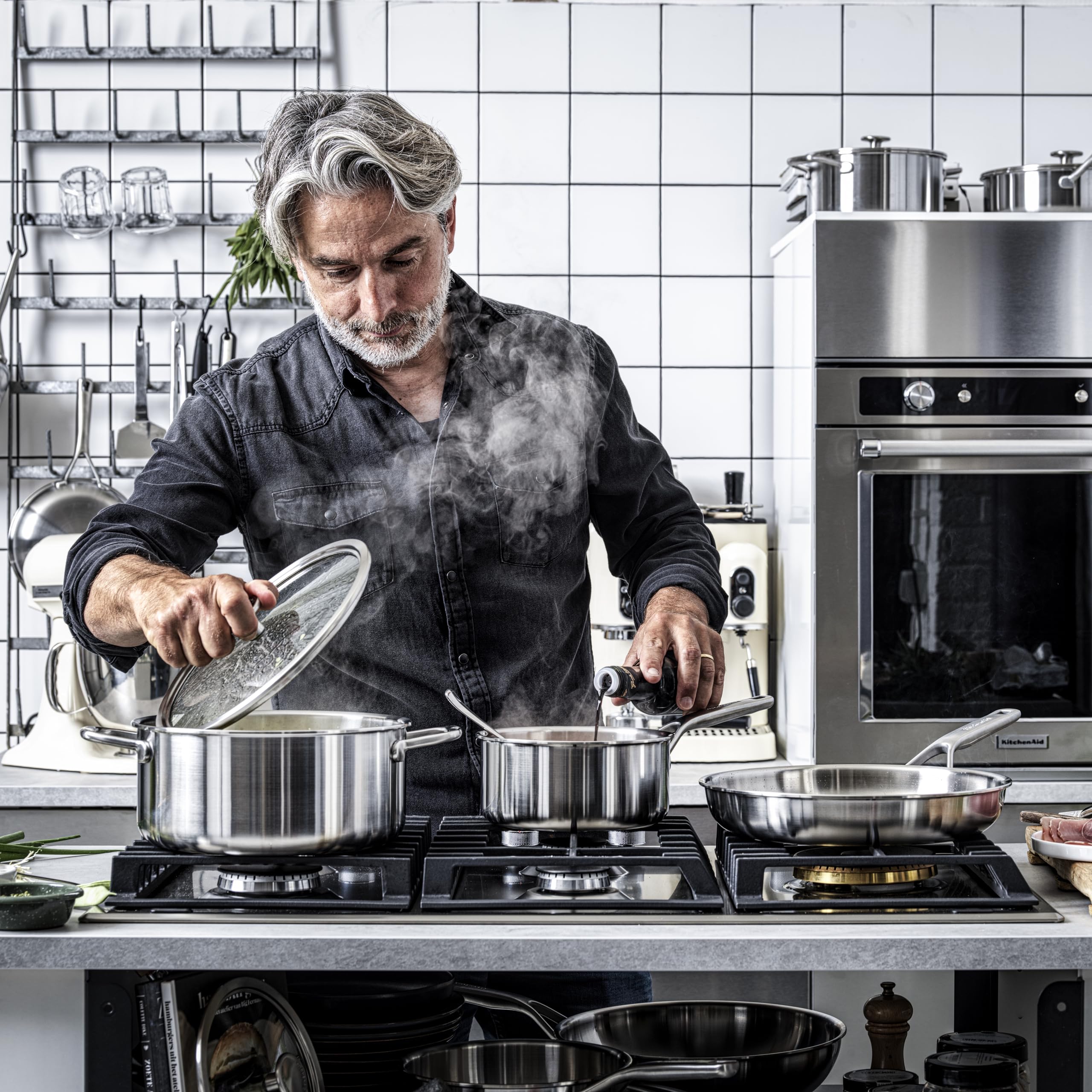 KitchenAid CC003251-001 Schmorpfanne mit Glasdeckel  3.1L 24cm Edelstahl