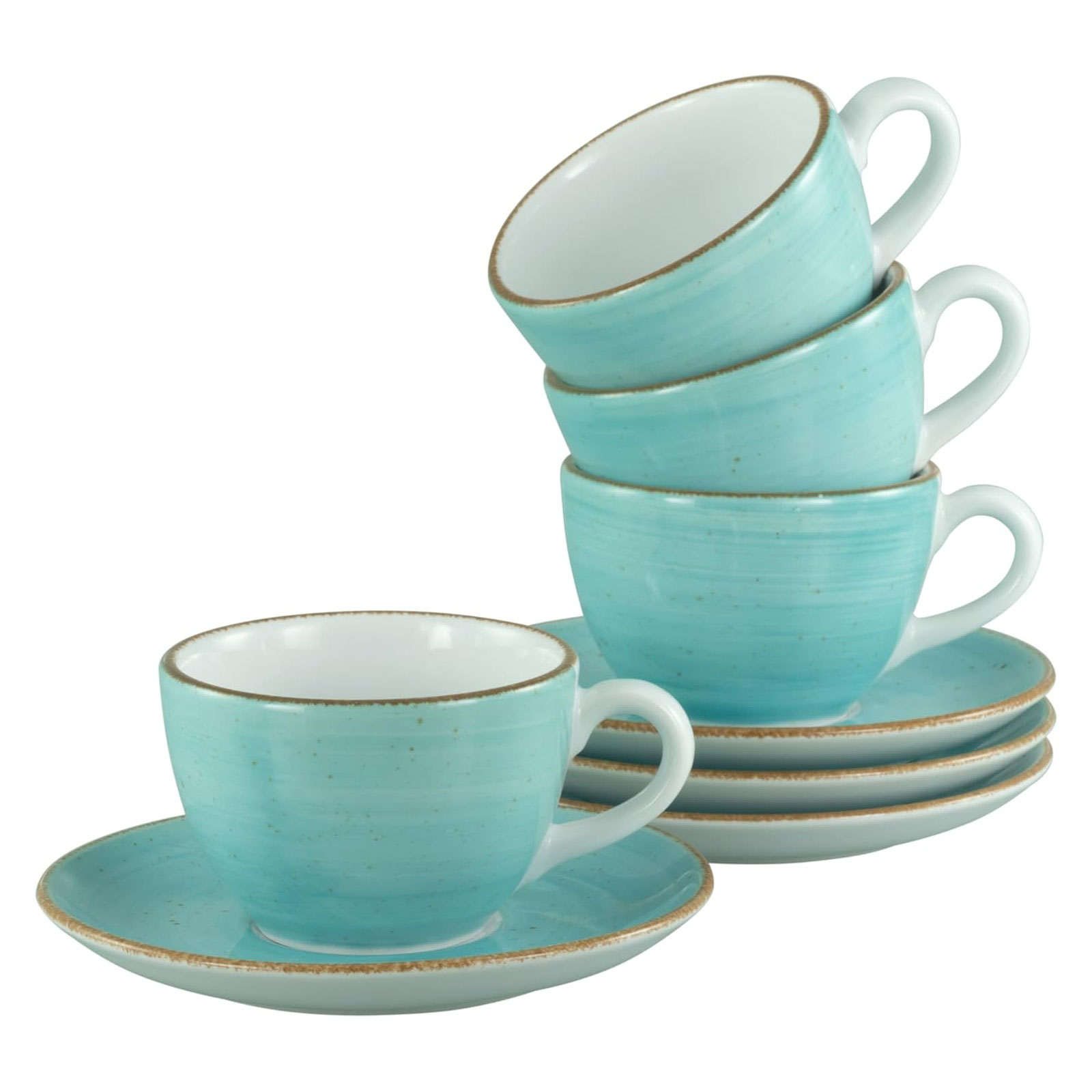 CreaTable, 34042, Serie Vintage Nature Aqua, 8-teiliges Geschirrset, Kaffeetassen Set  aus Porzellan, spülmaschinen- und mikrowellengeeignet, Made in Europe