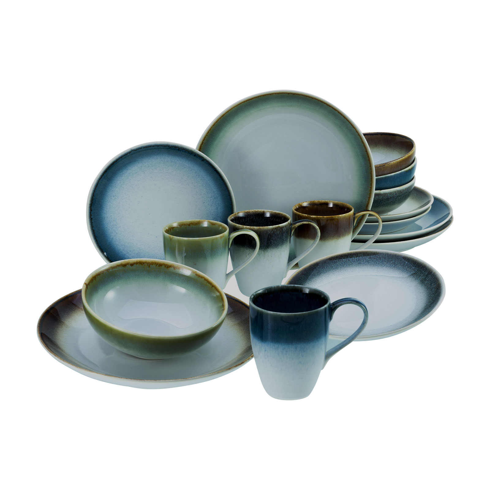 CreaTable, 23864, Serie Cascade Farbmix, Geschirrset, Kombiservice 16 teilig