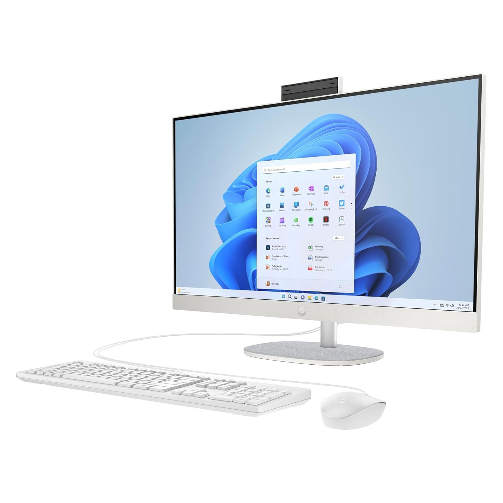 HP All-in-One 27-cr0600ng, Weiß, 27 Zoll, AMD Ryzen 5 7520U, 8 GB, 512 GB M.2 SSD