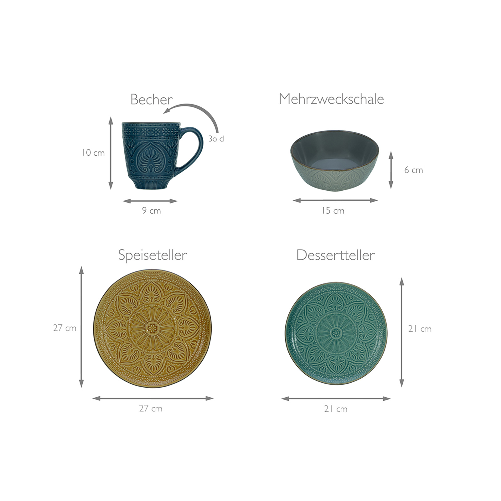 CreaTable, 22561, Serie Samarkand, Geschirrset, Kombiservice 16 teilig