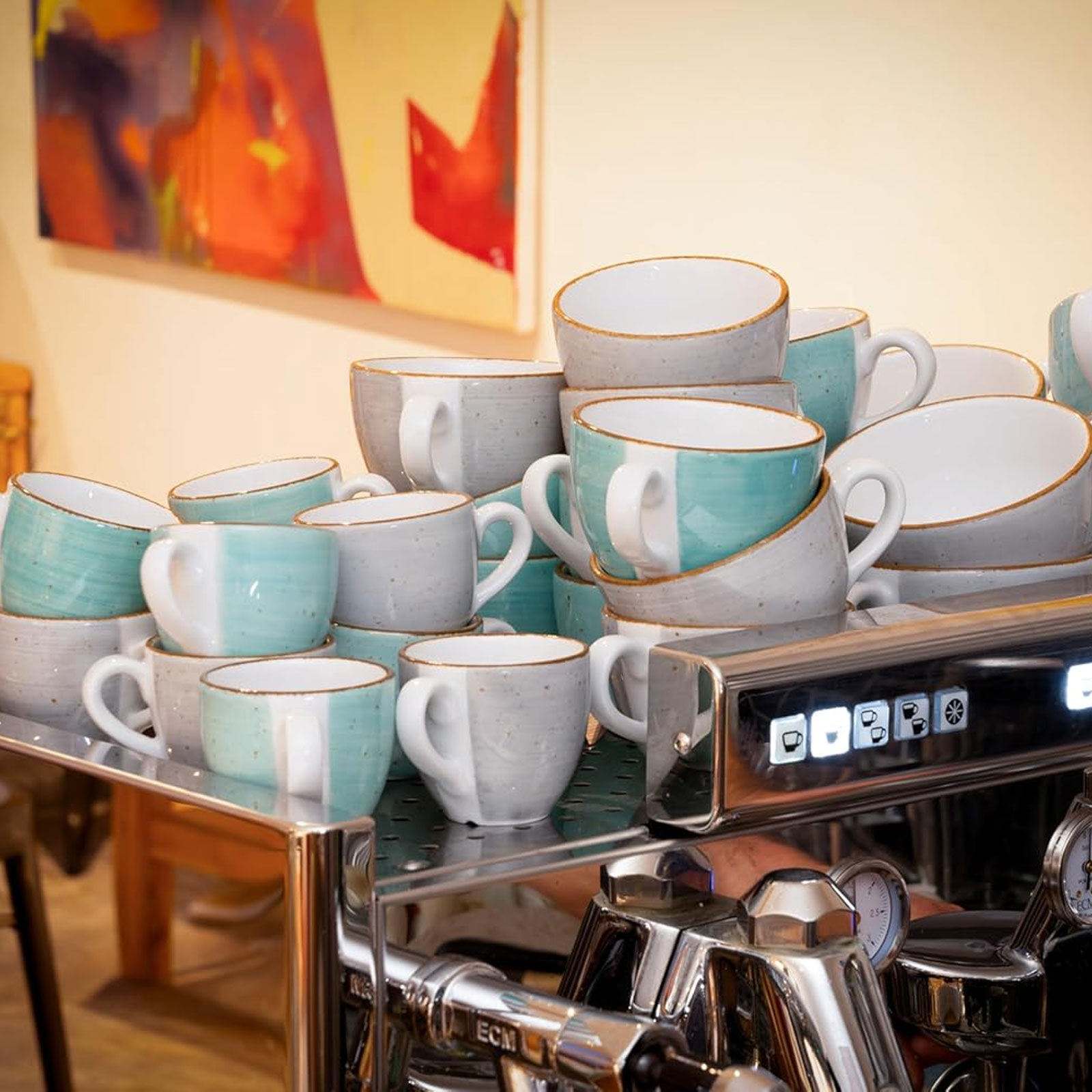 CreaTable, 34037, Serie Vintage Nature Stein, 8-teiliges Geschirrset, Kaffeetassen Set  aus Porzellan, spülmaschinen- und mikrowellengeeignet, Made in Europe