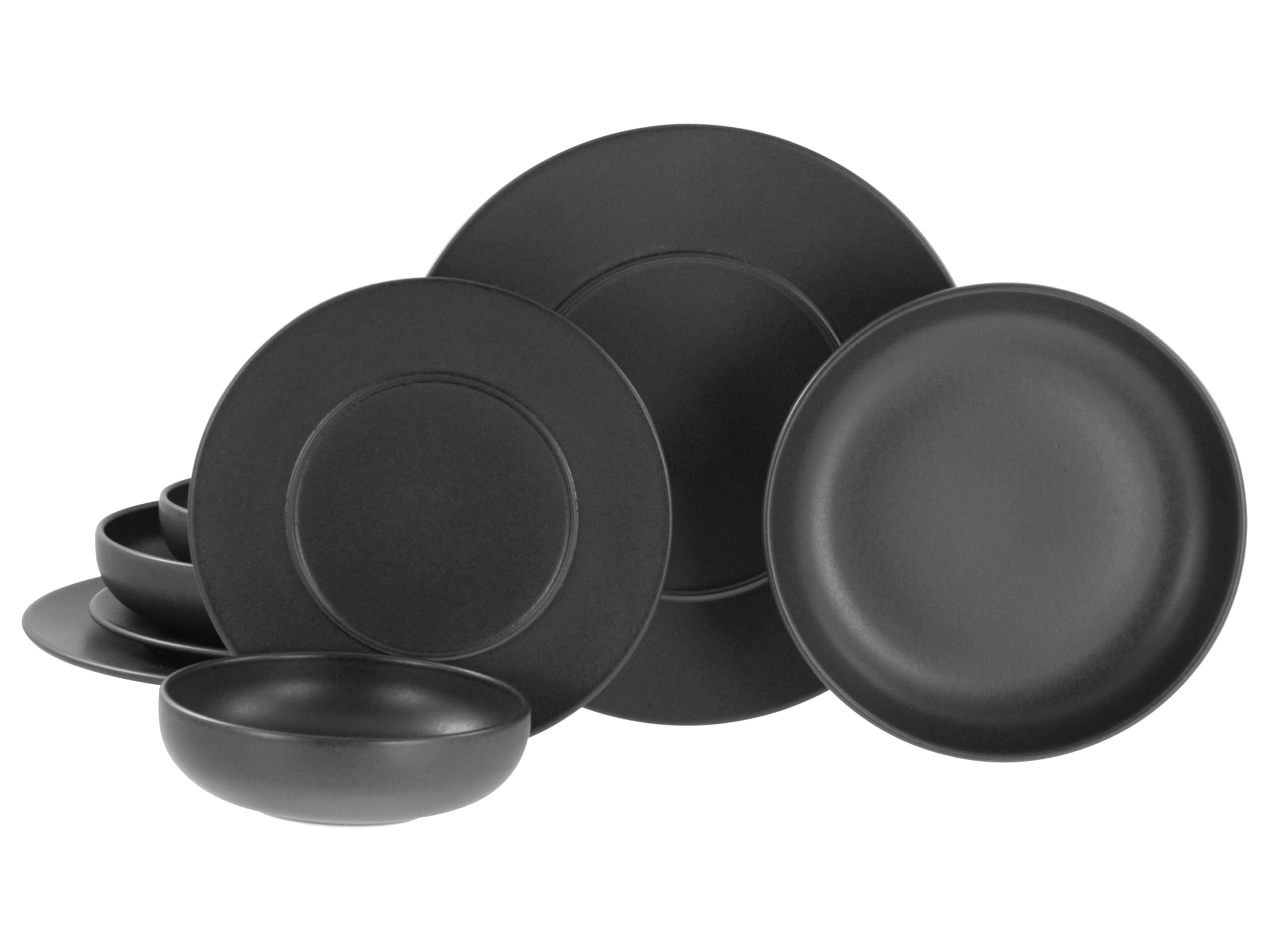 CreaTable, 24568, Serie Unico Black, 8-teiliges Geschirrset für 2 Personen
