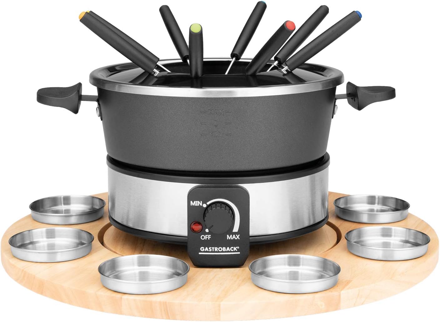 GASTROBACK 42566 Elektrisches Fondue Set mit Drehteller