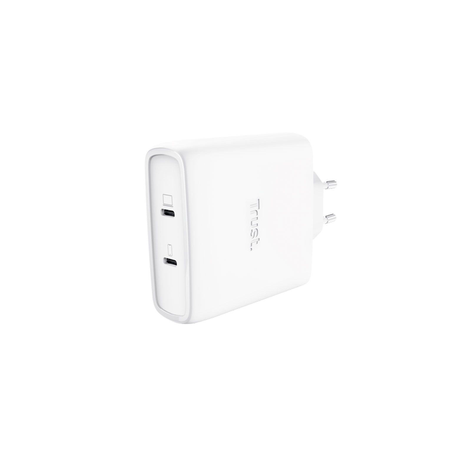 Trust Maxo USB-C-GaN-Ladegerät 100 W mit 2 USB-C-Anschlüssen, Weiß (25528)